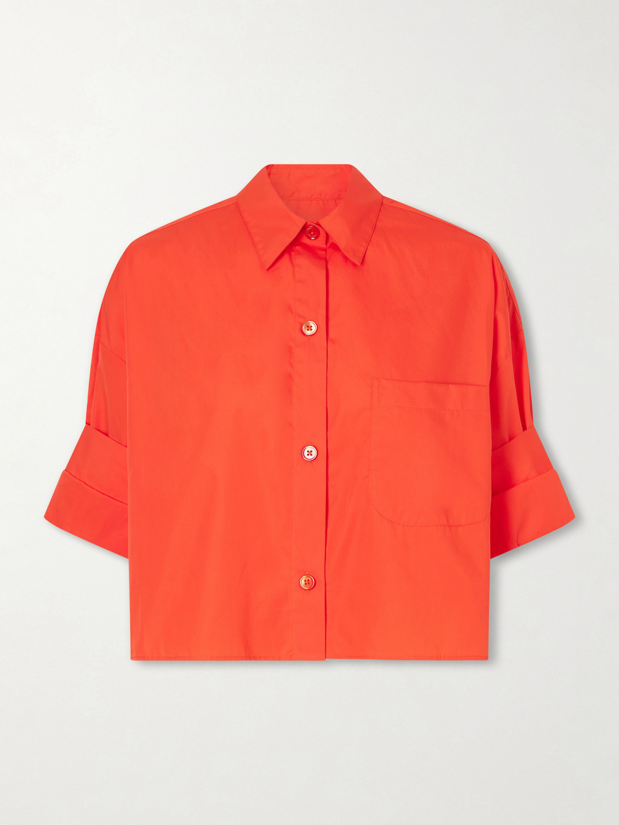 Twp Next Ex Cropped Cotton Shirt In Brown