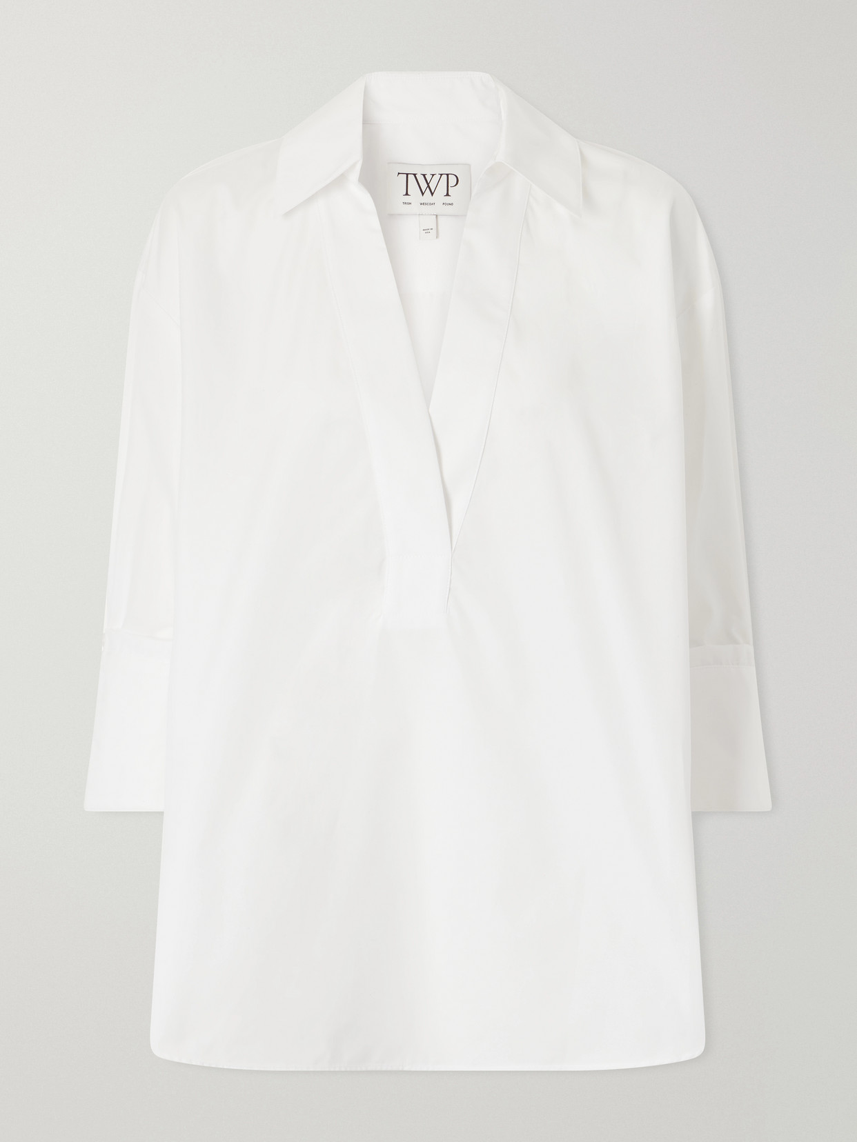 Twp V-neck Cotton-poplin Shirt In Blue