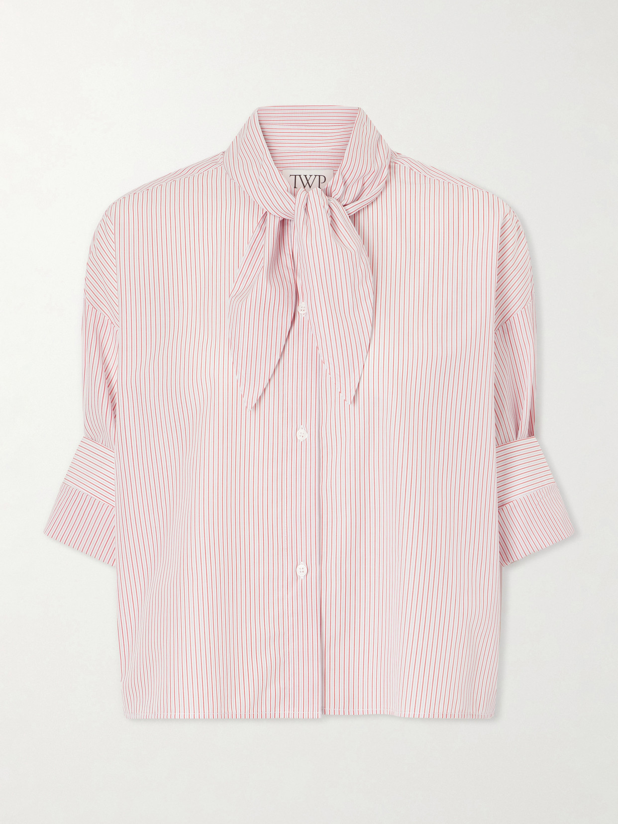 Twp Tie One On Striped Cotton-poplin Shirt In Pink