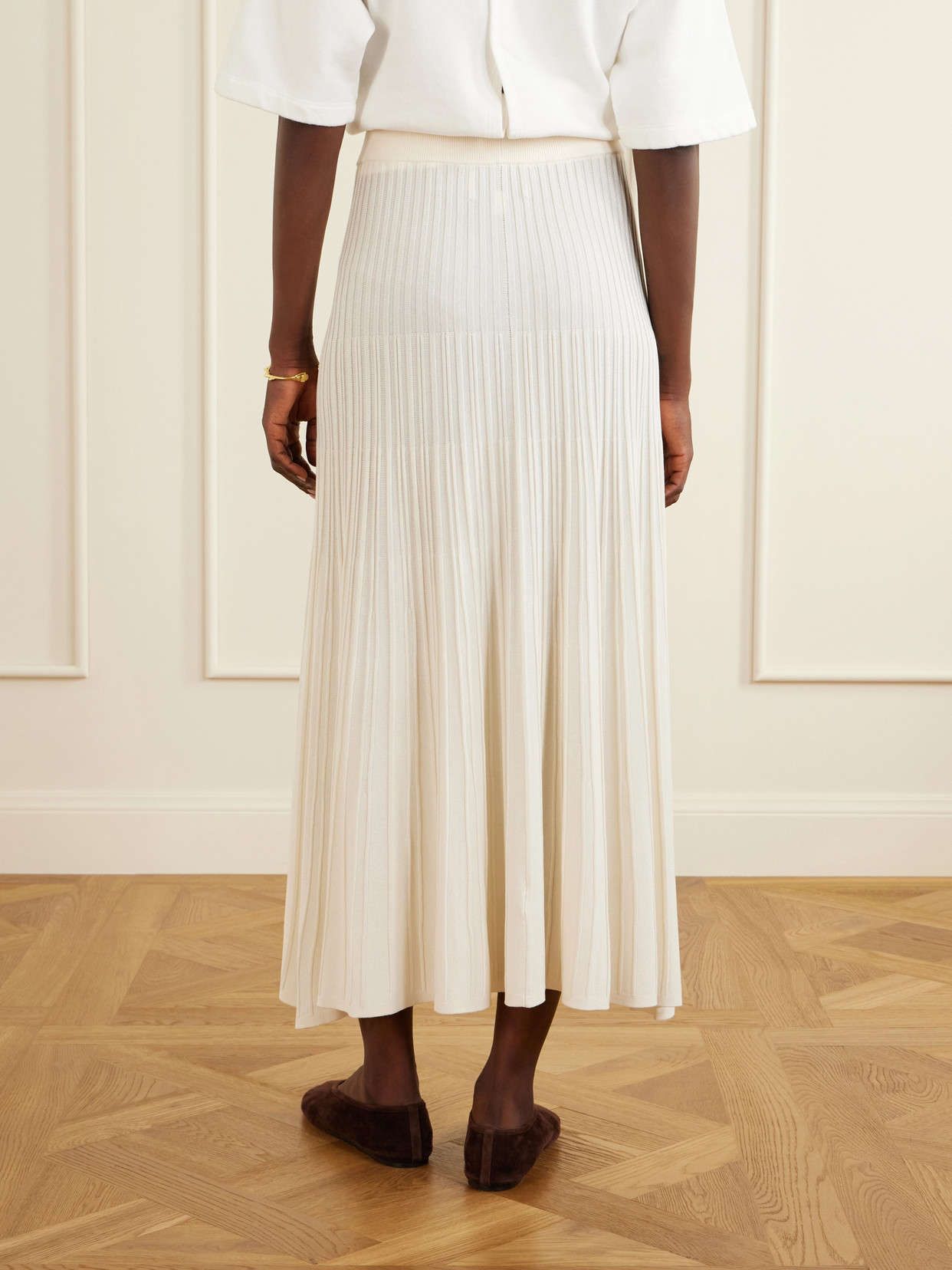 Pleated Jersey Midi