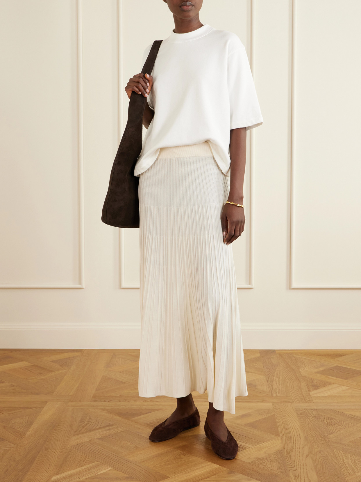 Pleated Jersey Midi