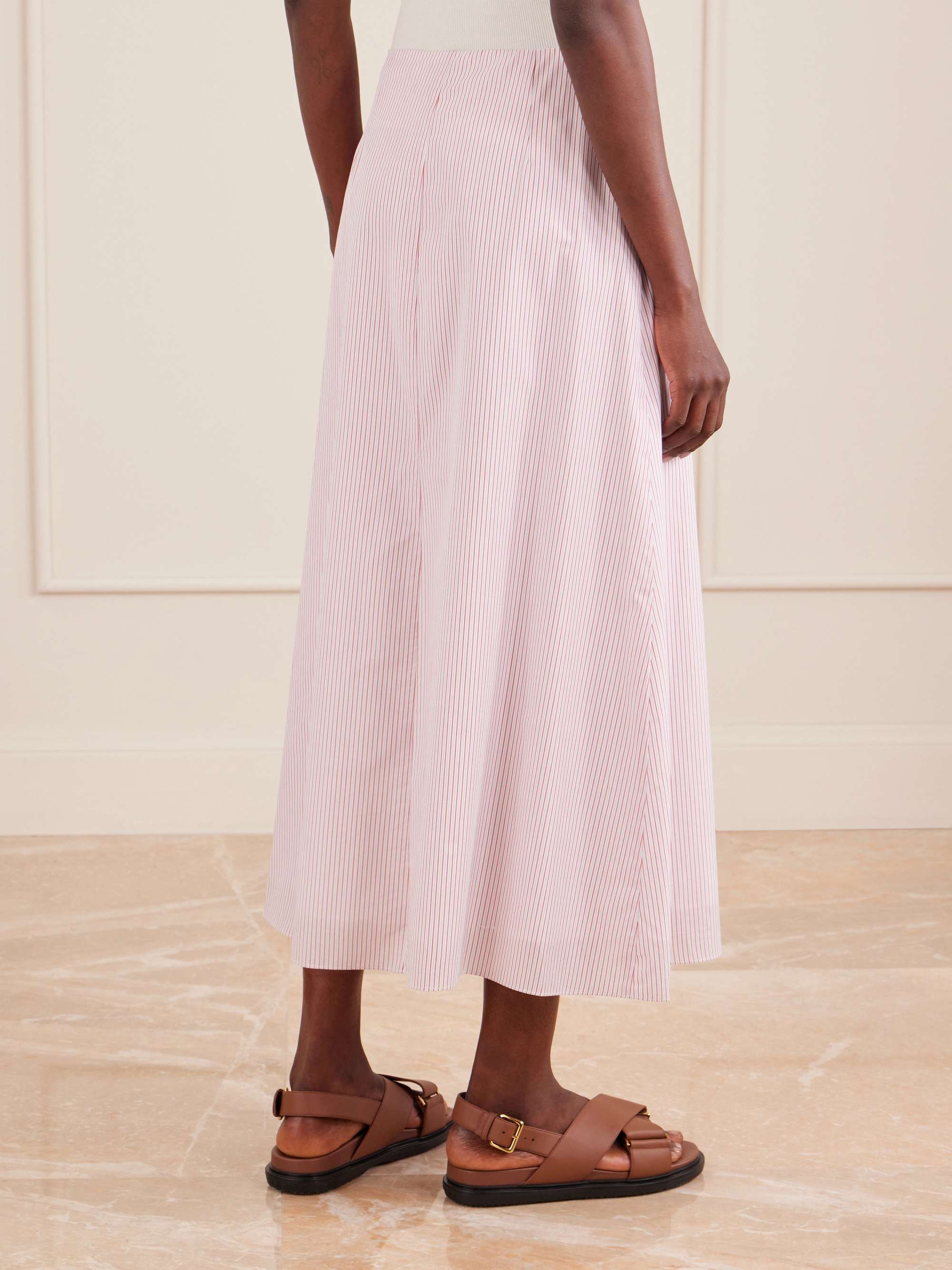 TWP A-Line striped cotton midi skirt | NET-A-PORTER