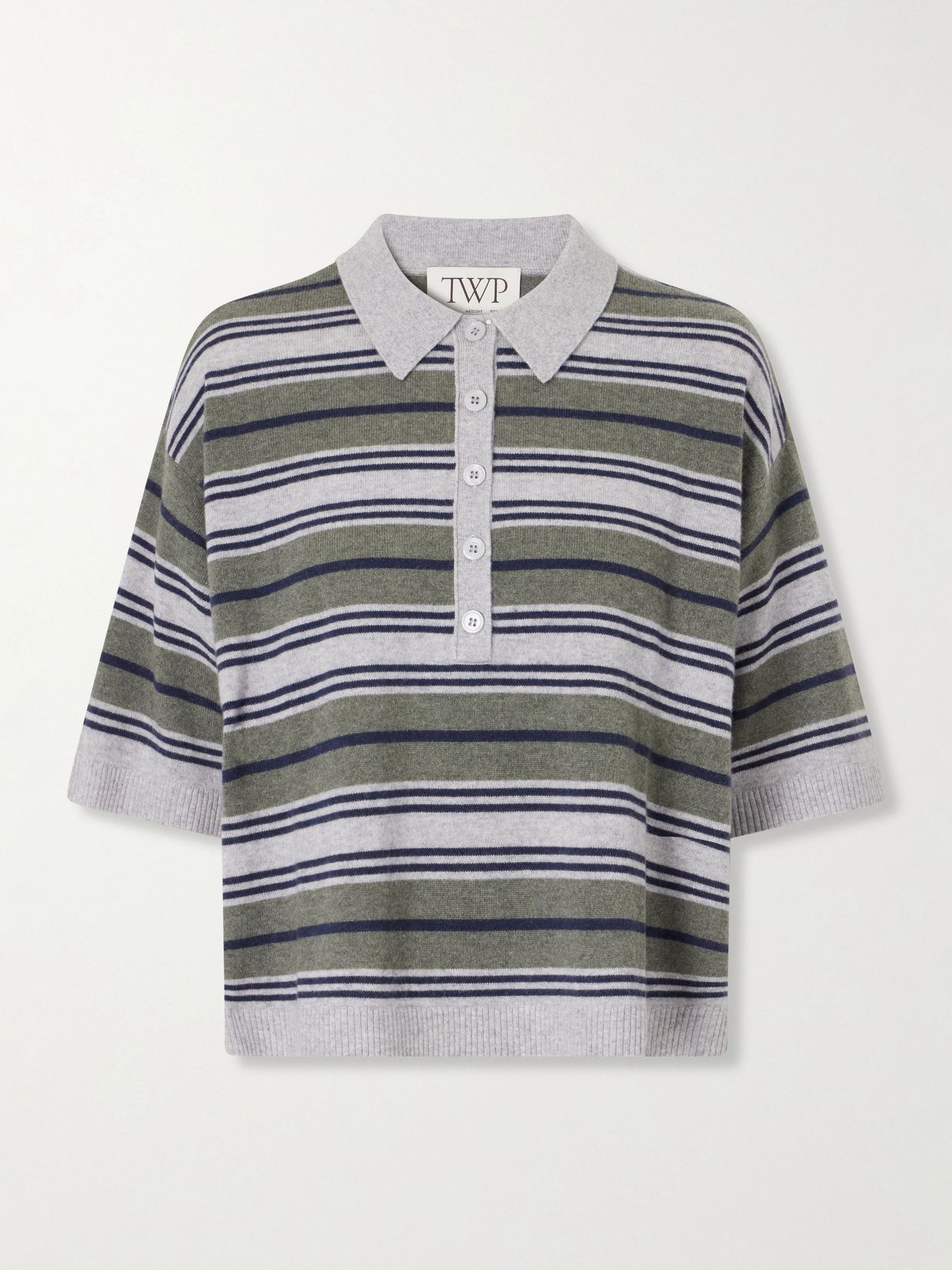 striped cashmere polo sweater