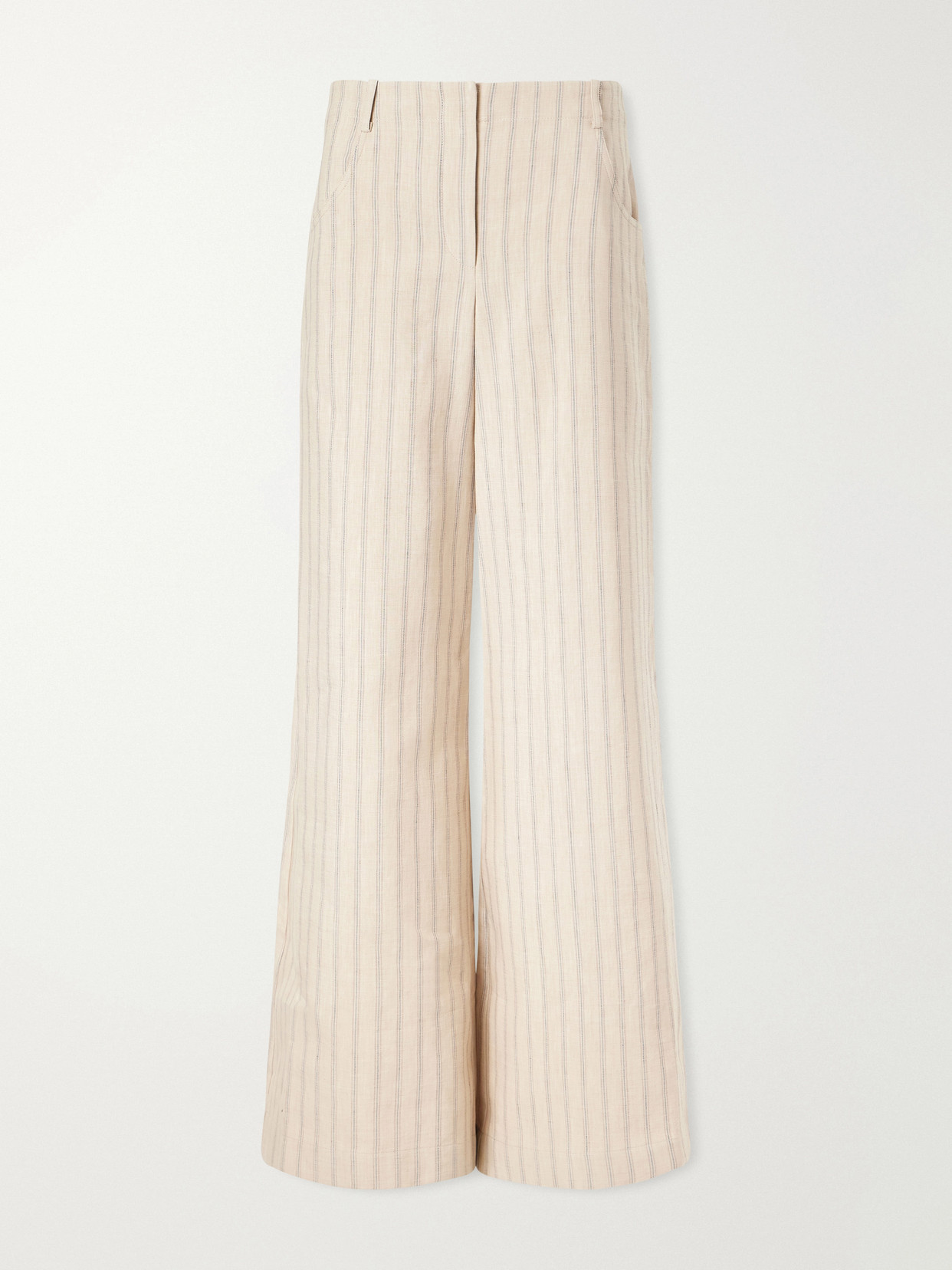 Twp Demie Striped Linen And Cotton-blend Wide-leg Pants In Neutral