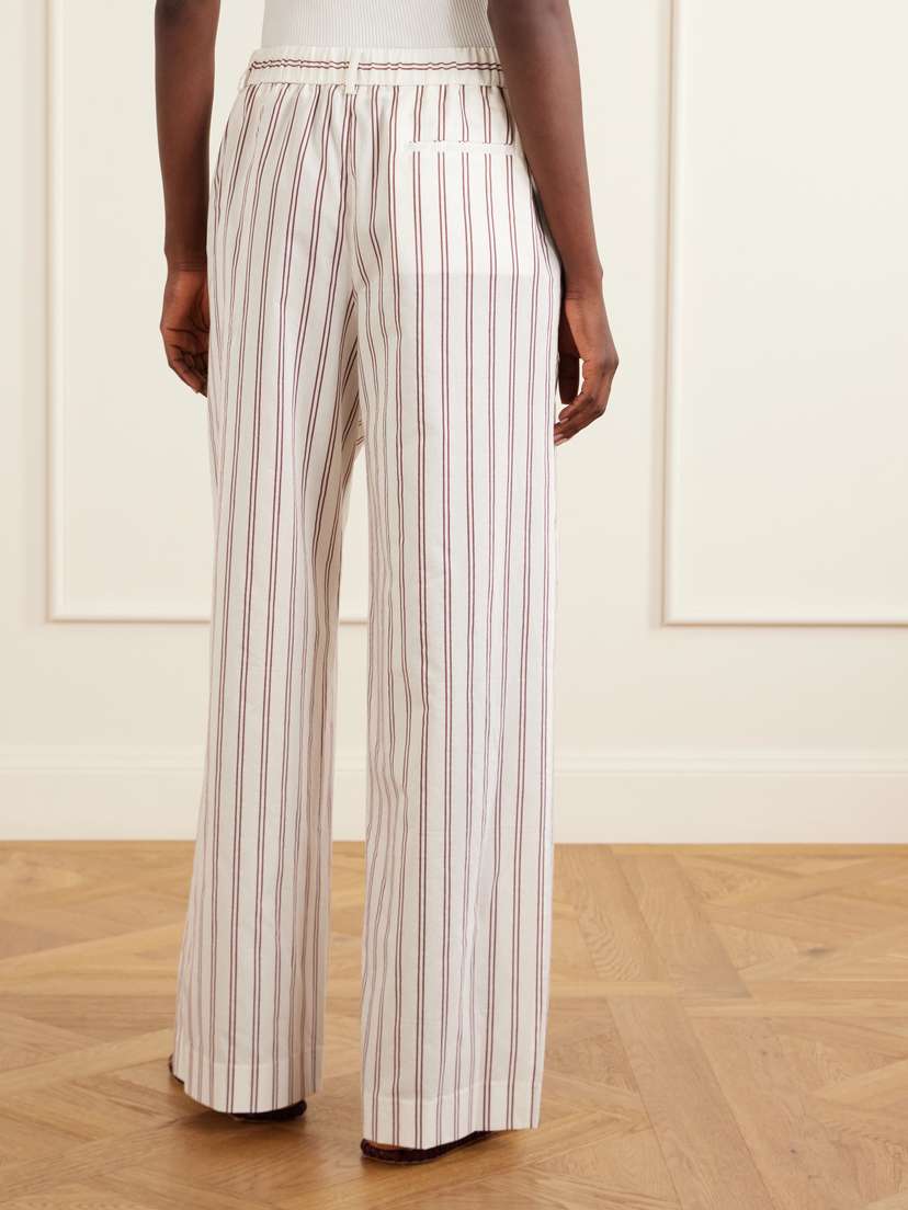 TWP Hudson St Pleated Striped Cotton And Silk-blend Wide-leg Pants | Thumbnail 4 TWP Hudson St Pleated Striped Cotton And Silk-blend Wide-leg Pants | Thumbnail 4