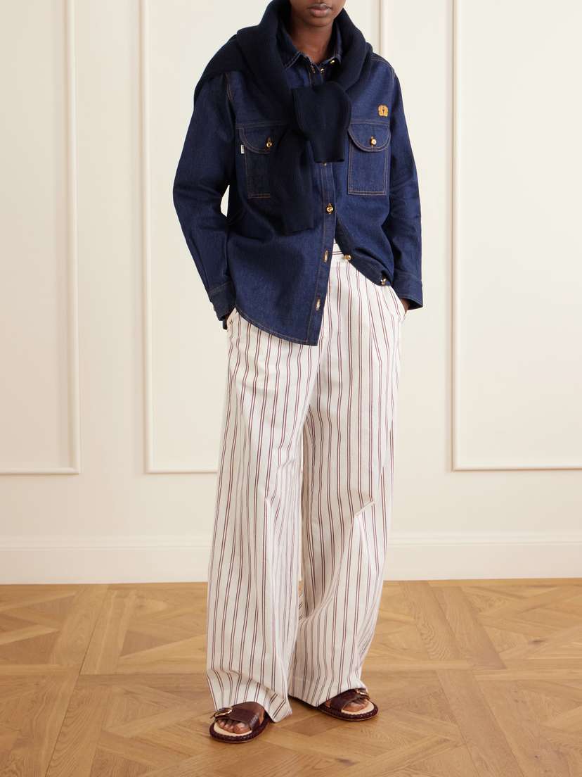 TWP Hudson St Pleated Striped Cotton And Silk-blend Wide-leg Pants | Thumbnail 2 TWP Hudson St Pleated Striped Cotton And Silk-blend Wide-leg Pants | Thumbnail 2