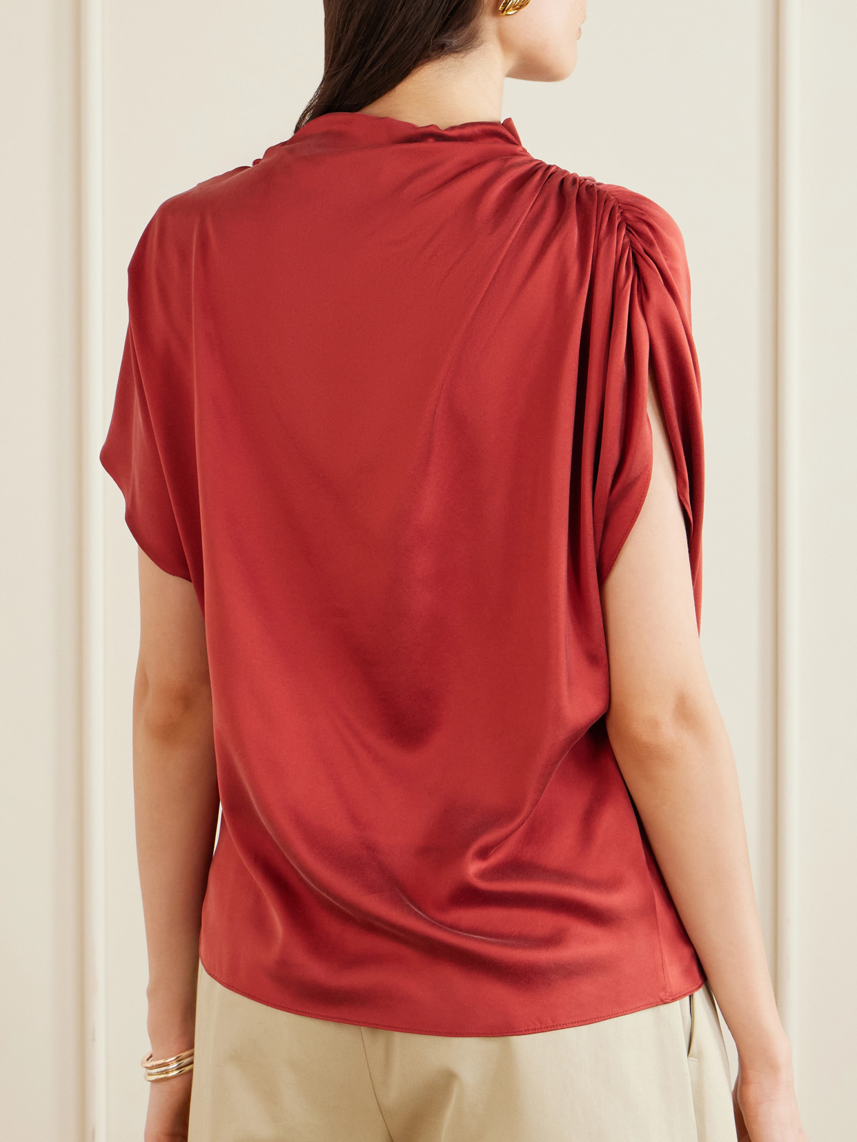 Wish You Would Draped Silk-Blend Charmeuse Blouse