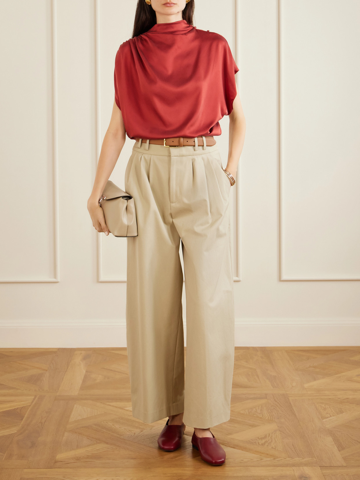 Wish You Would Draped Silk-Blend Charmeuse Blouse