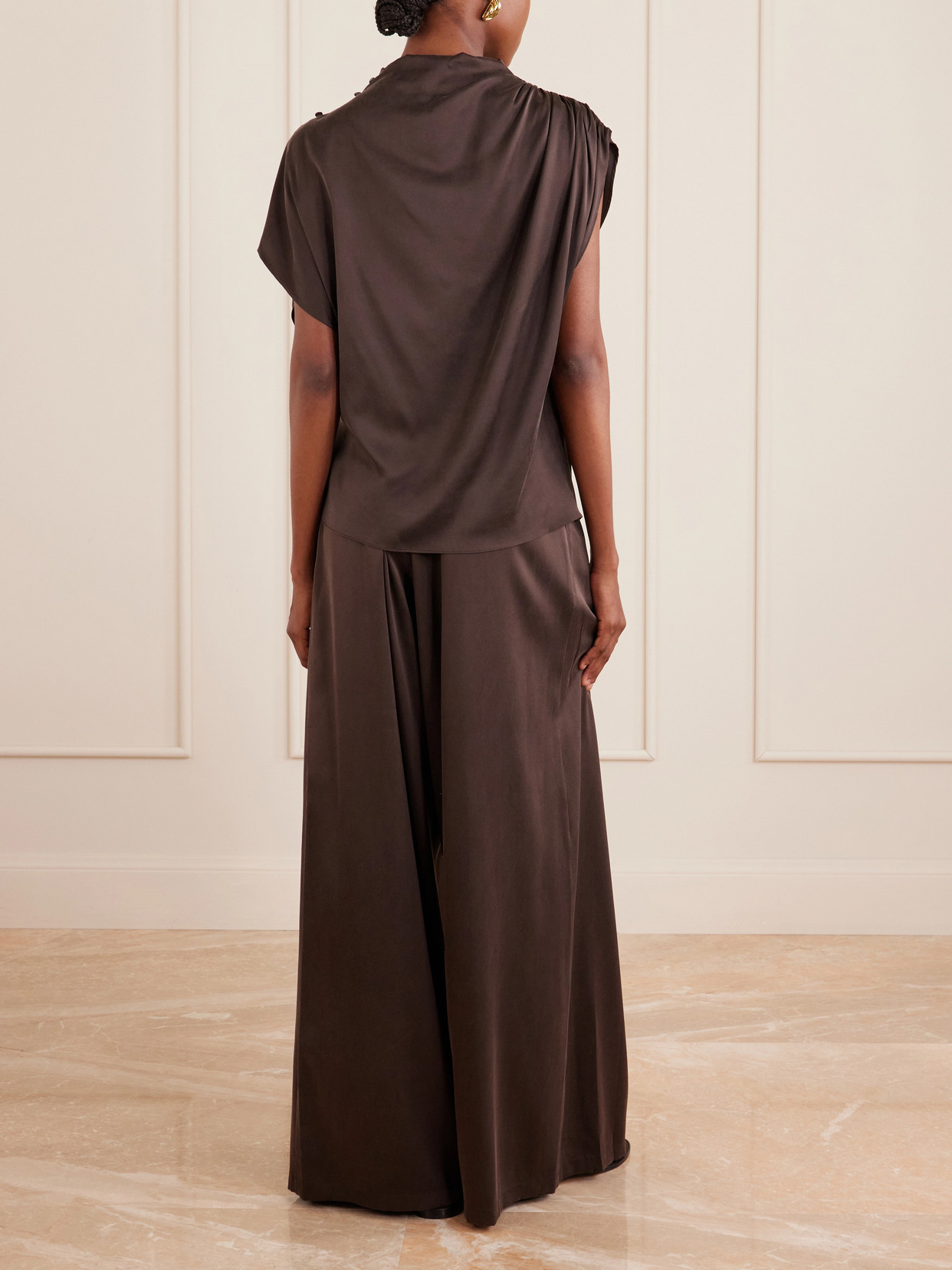 Wish You Would Draped Silk-Blend Charmeuse Blouse
