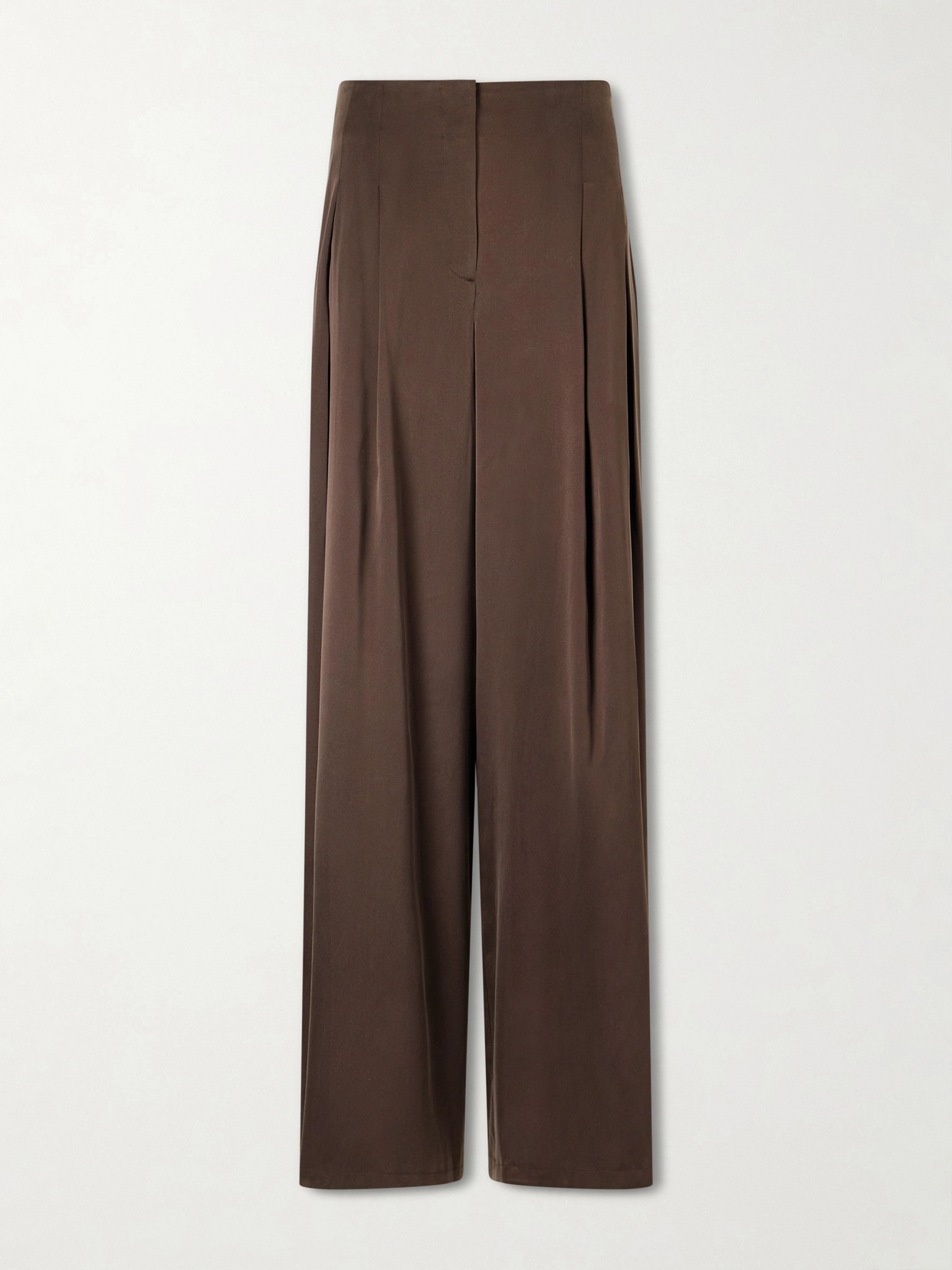 Twp Drew Silk-blend Charmeuse Wide-leg Pants In Brown