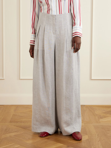 TWP Drew pleated wide-leg hemp pants