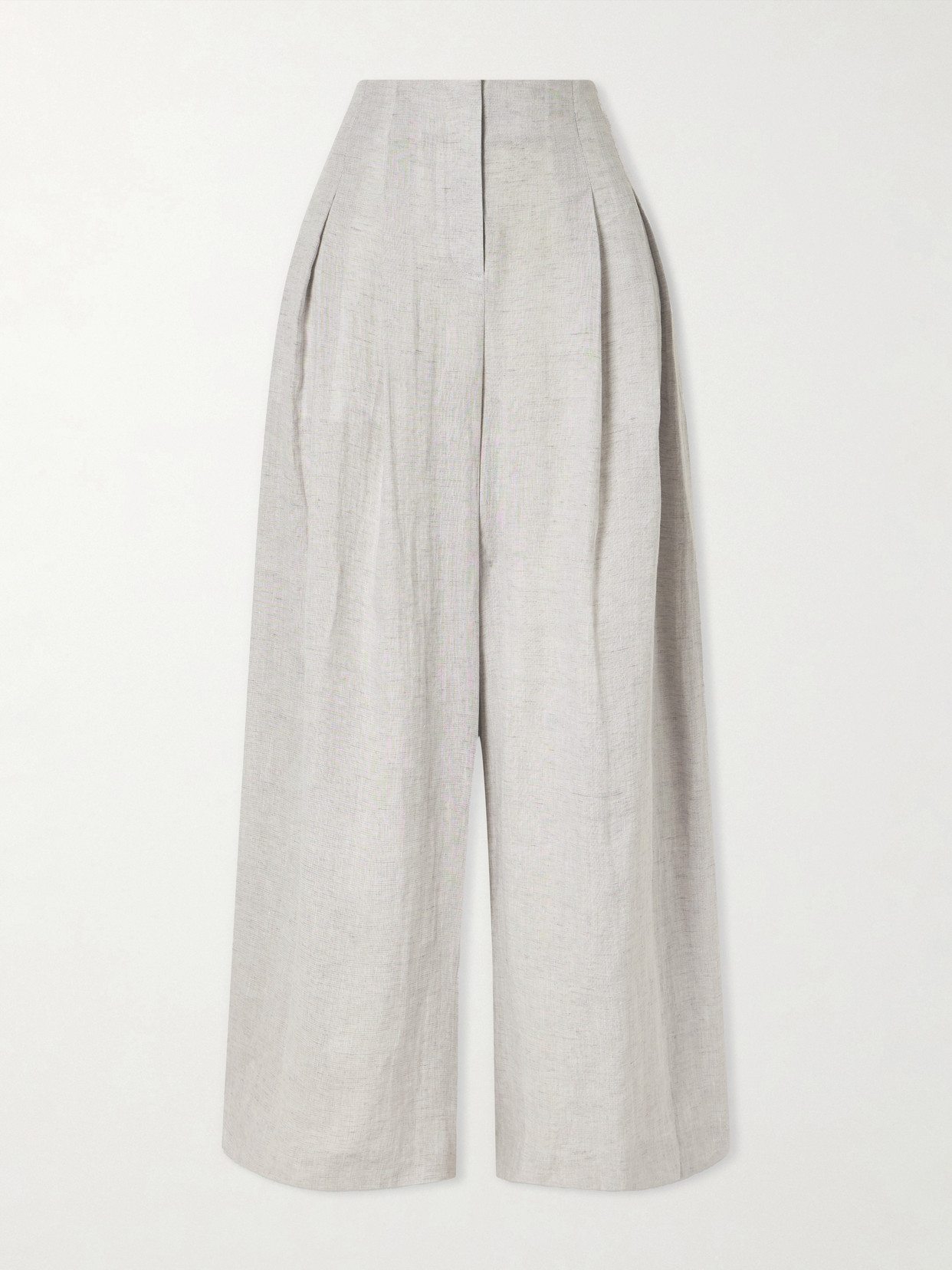 Twp Drew Pleated Wide-leg Hemp Pants In Gray