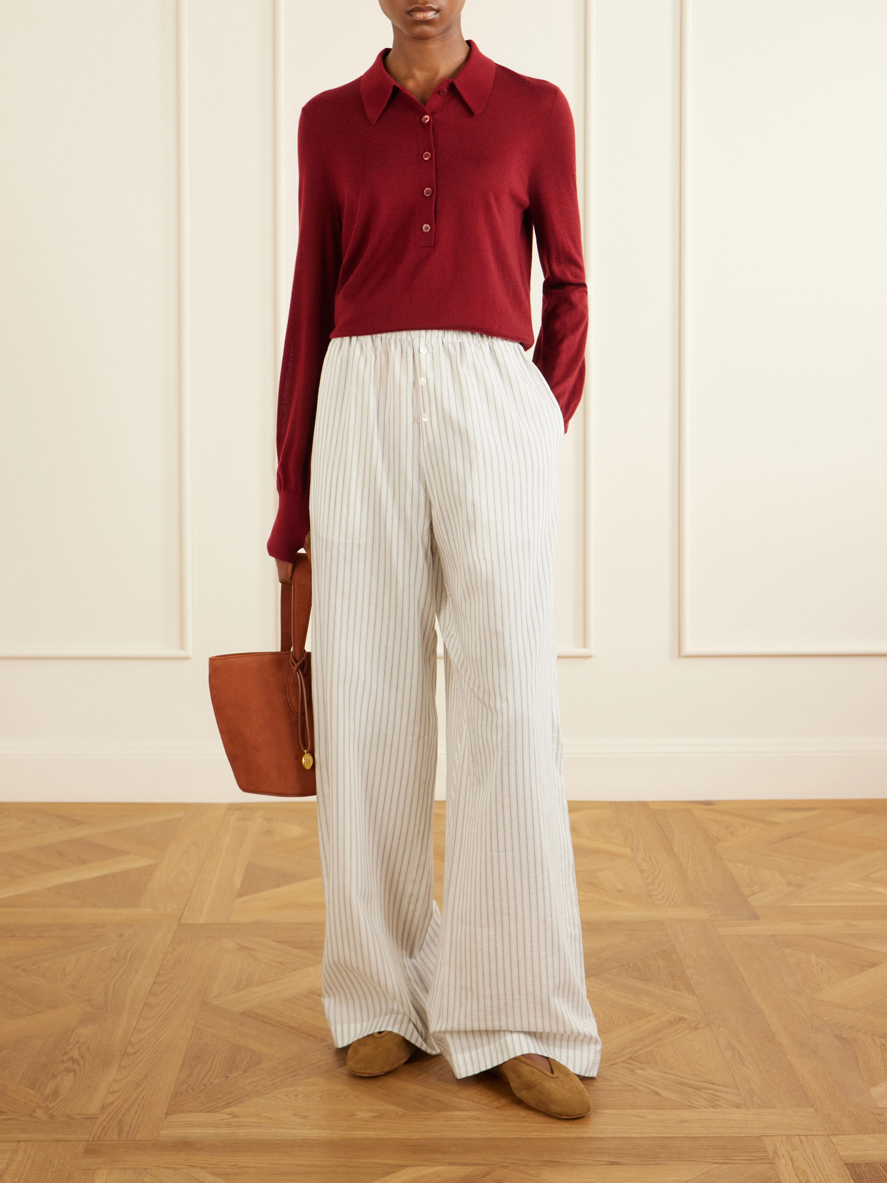 Uma Henley Cashmere Polo Sweater