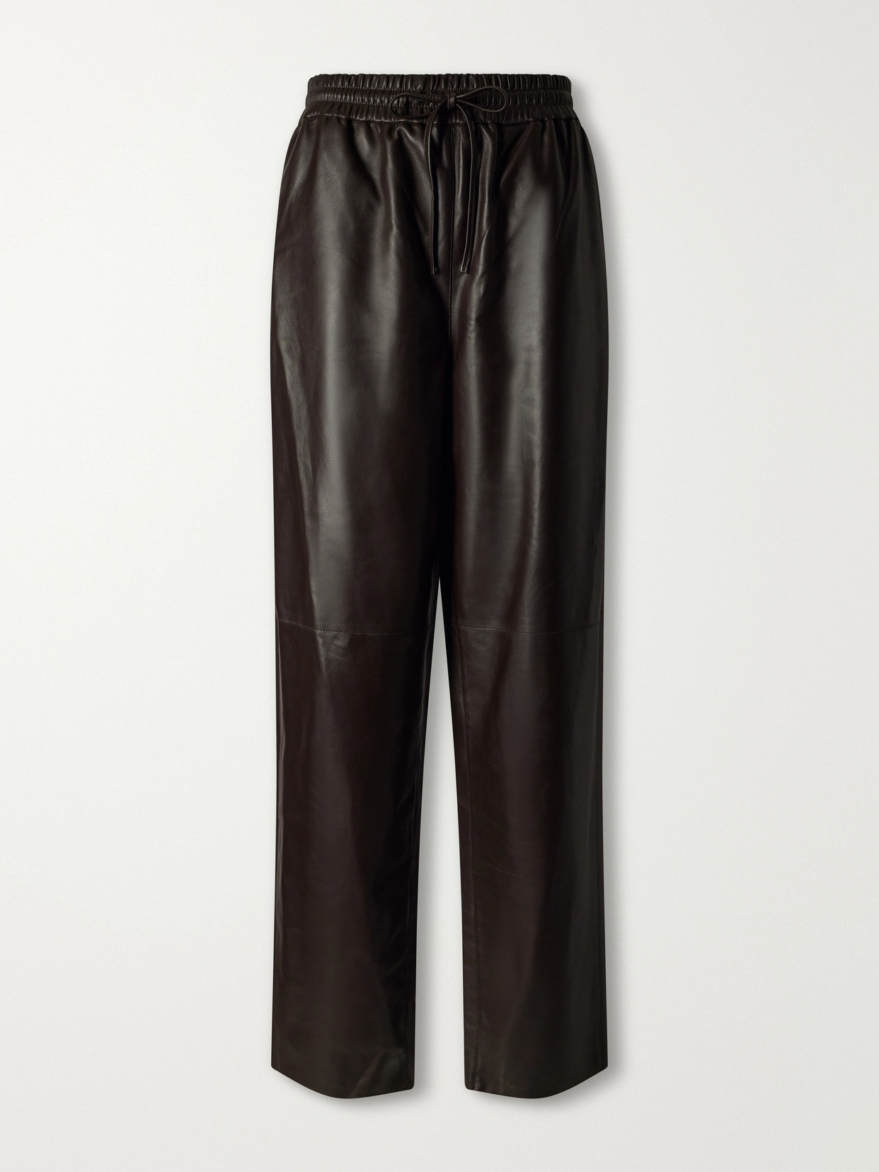 Joseph Nat Paneled Leather Straight-leg Pants In Brown