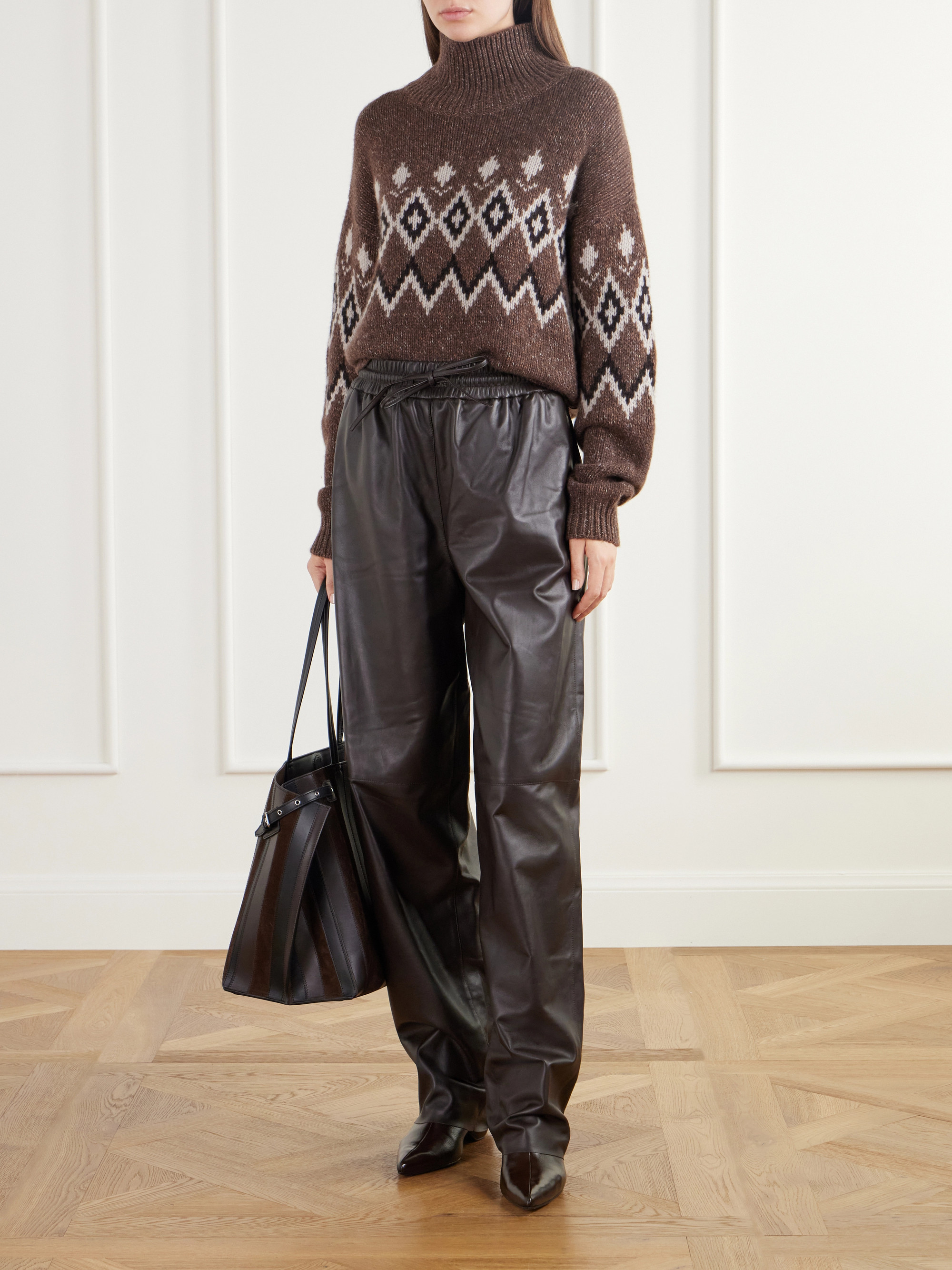 JOSEPH Nat paneled leather straight-leg pants