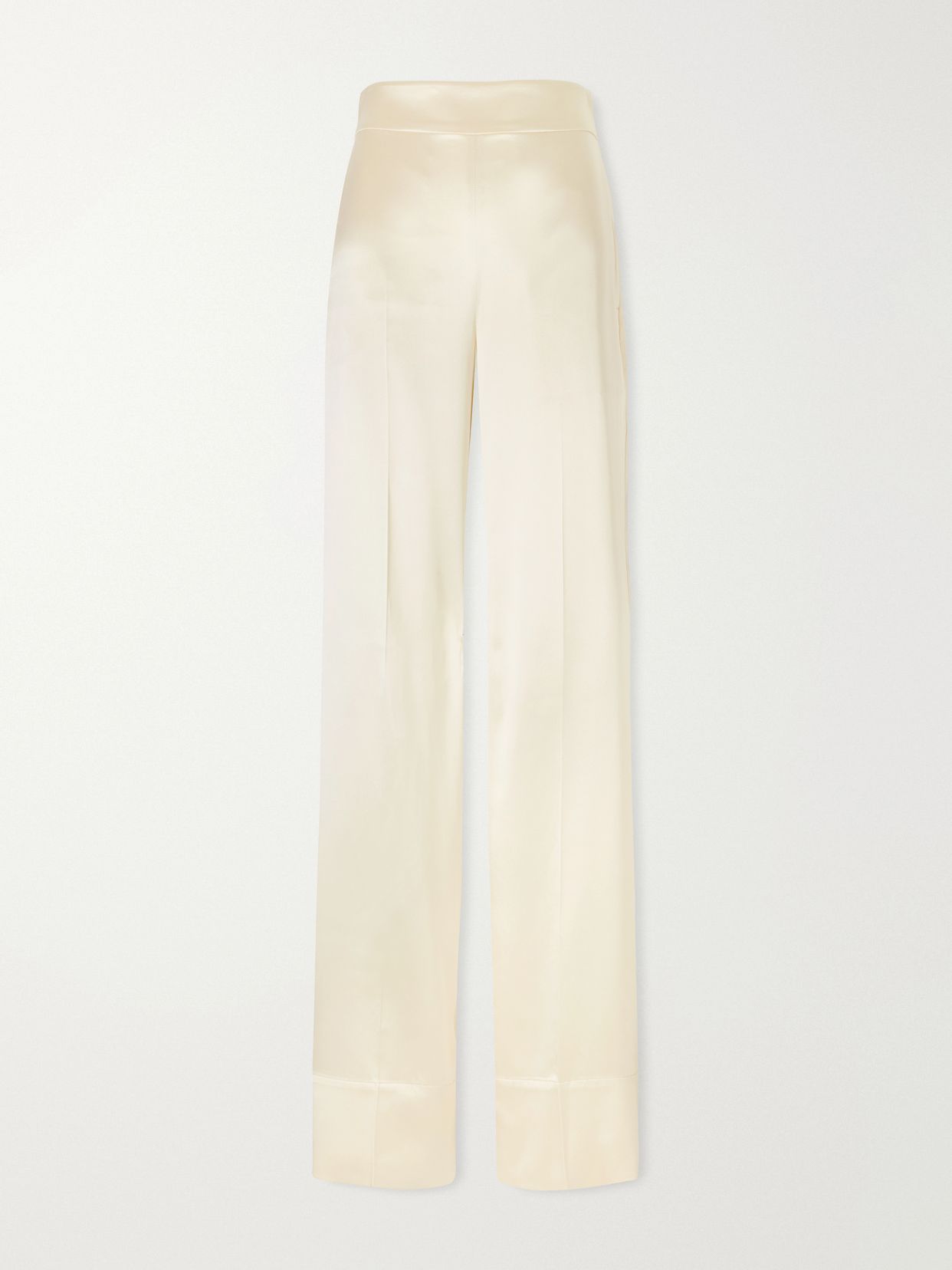 Dijon silk-satin mid-rise straight-leg pants