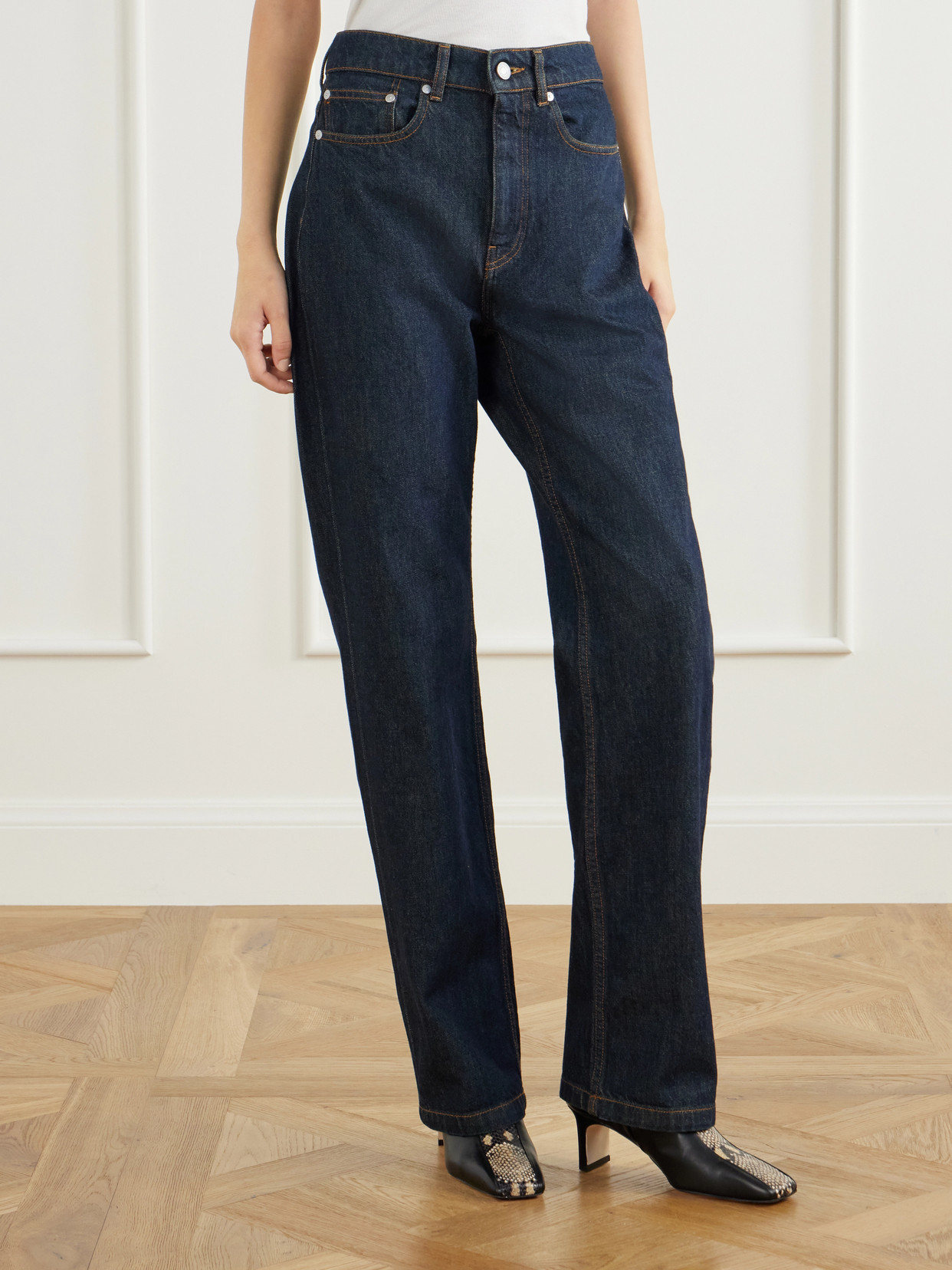 Chams High-Rise Straight-Leg Jeans