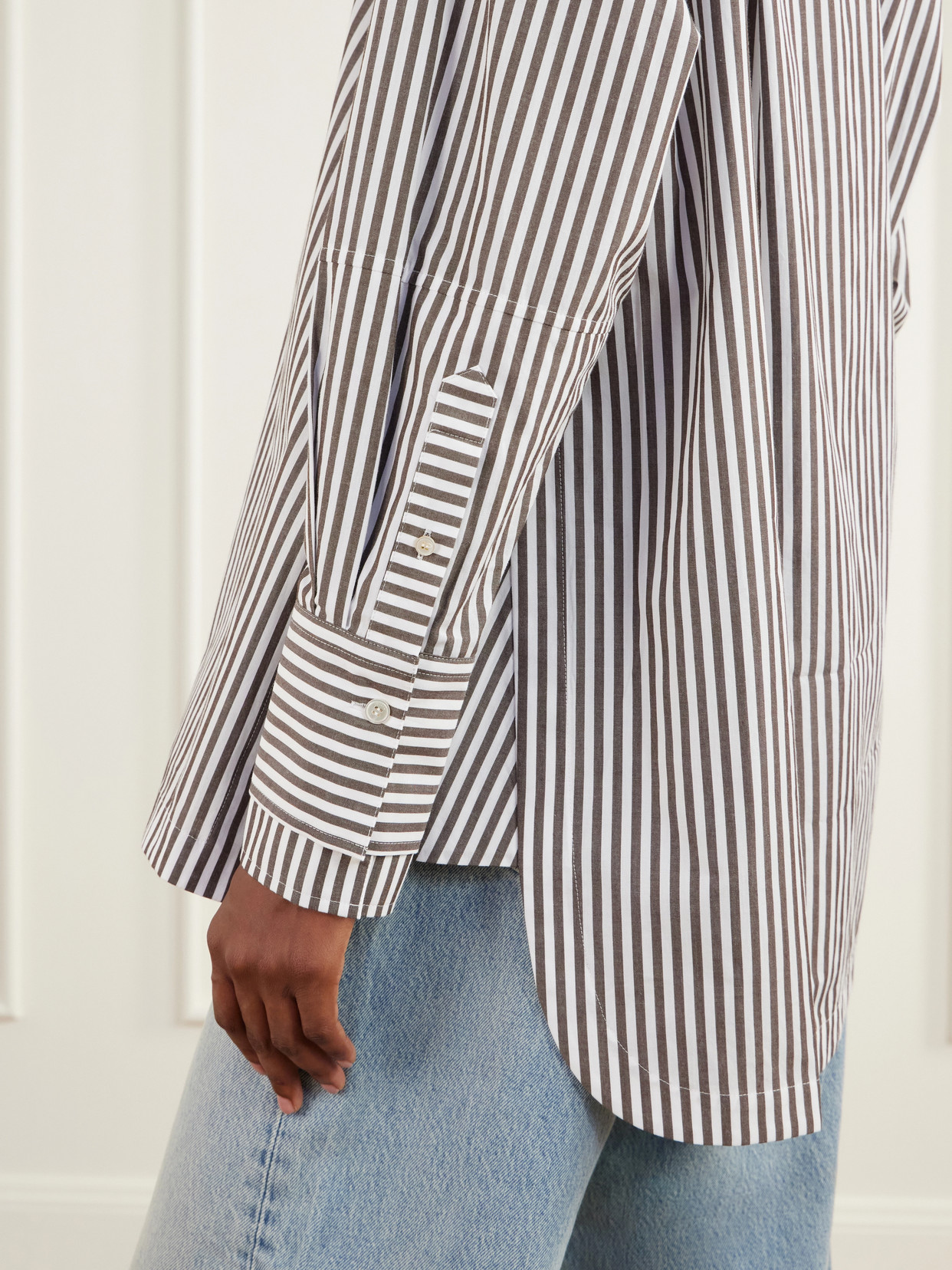 Thea Striped Cotton-Poplin Blouse