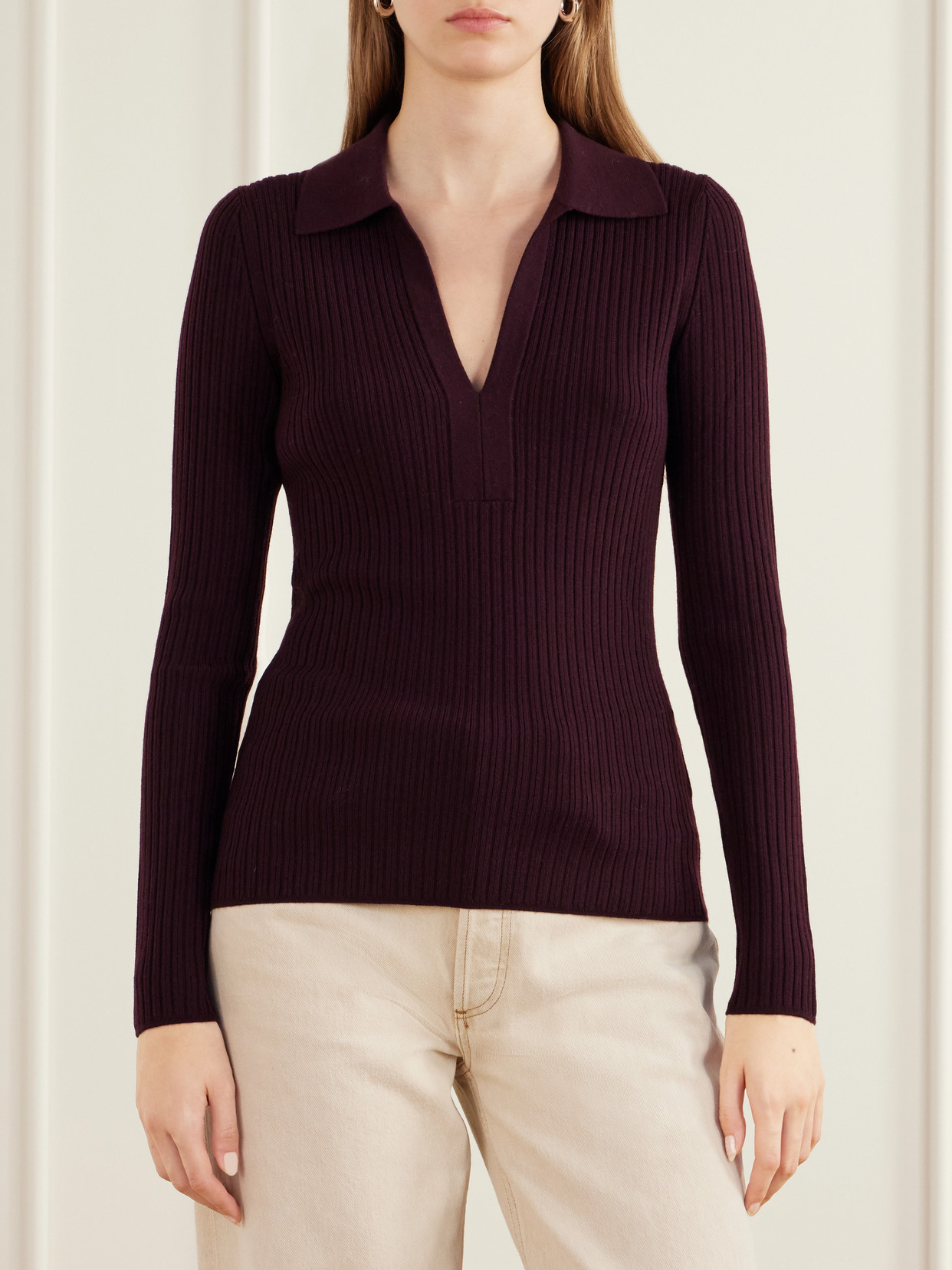 Wool-Blend Polo Sweater