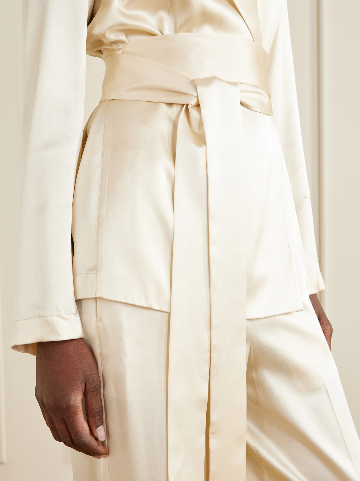 Archer Belted Silk-Satin Jacket