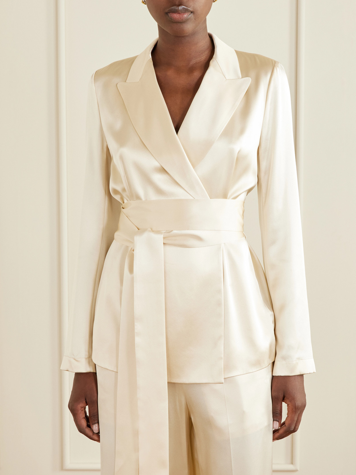 Archer Belted Silk-Satin Jacket