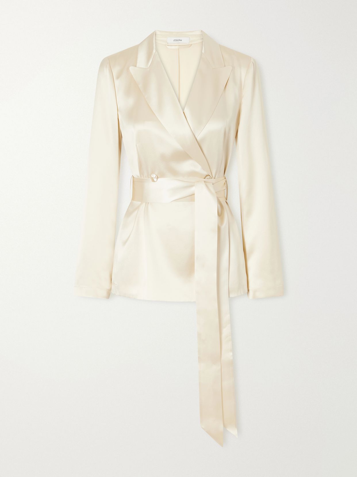 Archer belted silk-satin jacket