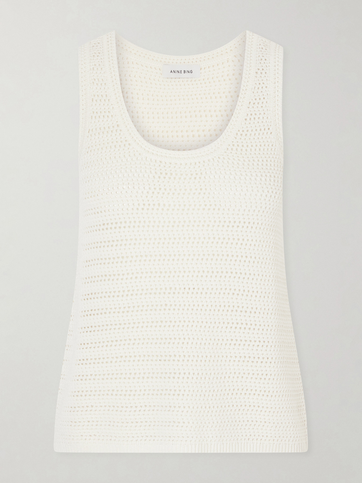 Anine Bing Arie Open-knit Cotton-blend Tank In Neutral