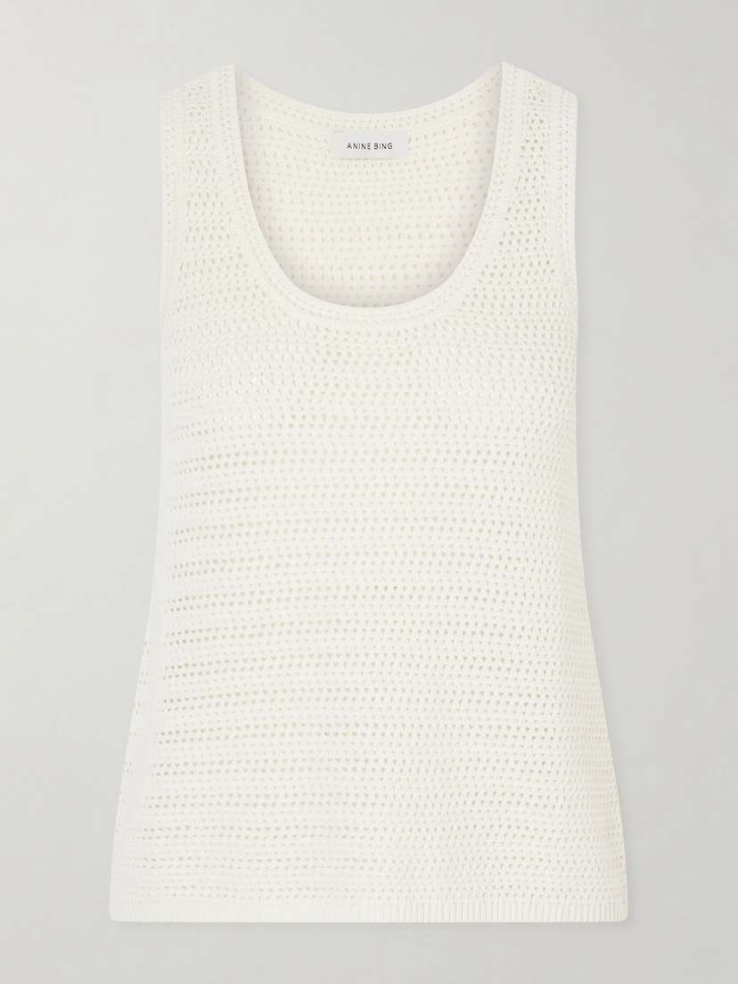 Anine Bing Arie Open-knit Cotton-blend Tank