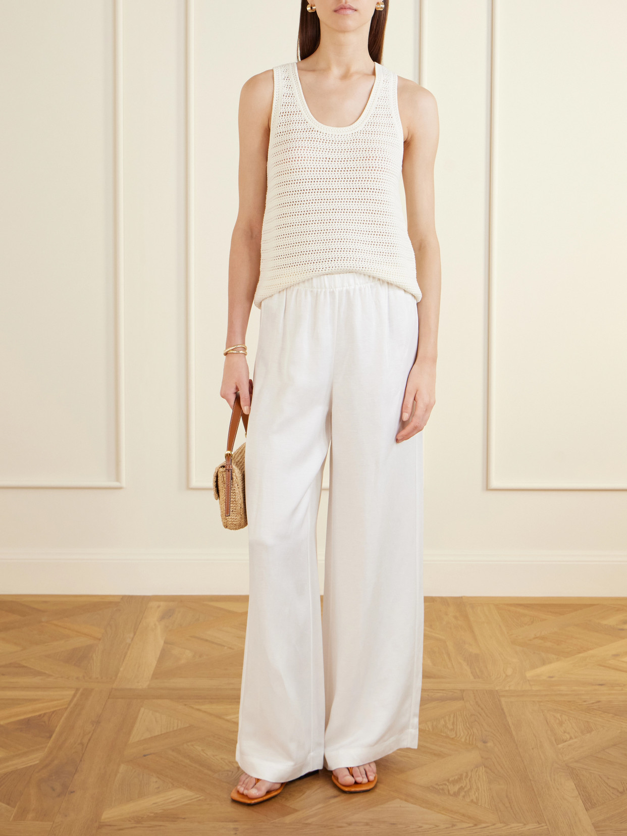 Arie Open-Knit Cotton-Blend Tank