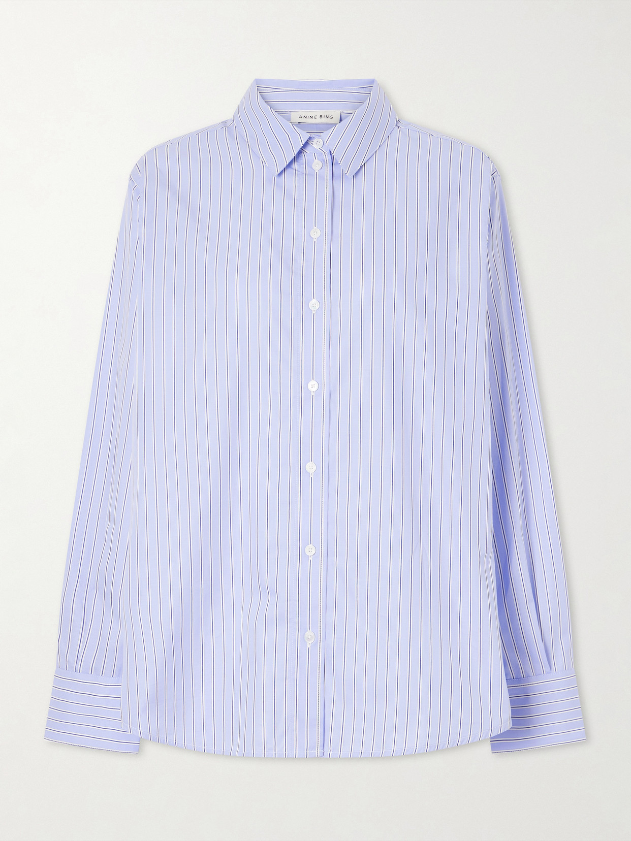 Anine Bing - Essie Striped Cotton-poplin Shirt - Blue