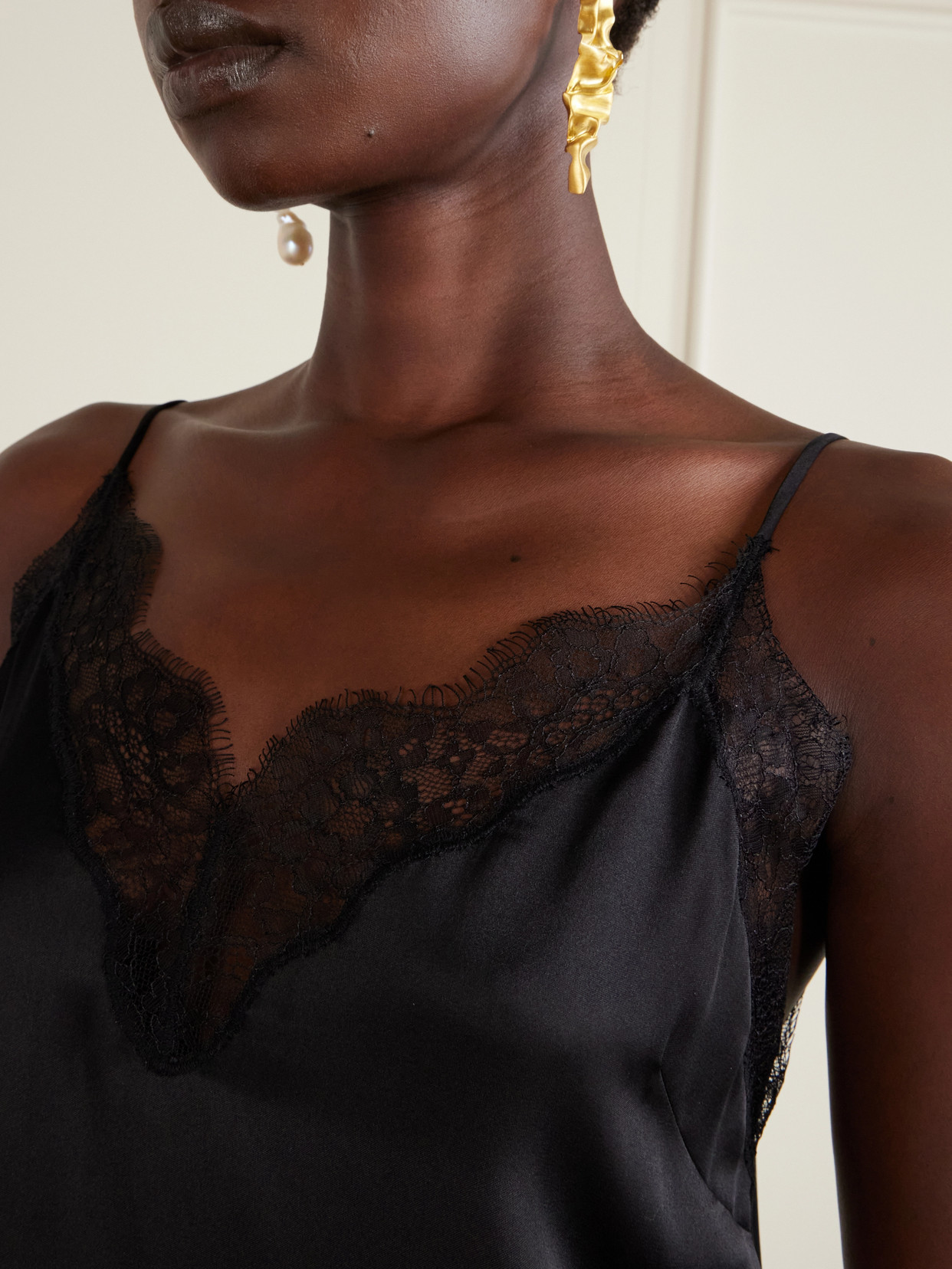 Mael Lace-Trimmed Silk-Blend Top