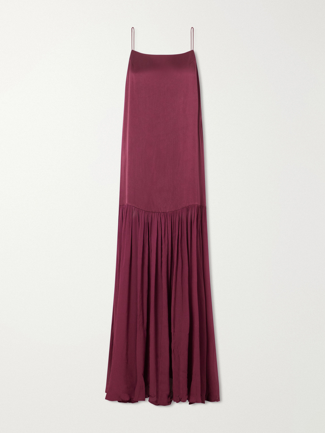 Anine Bing Clementine Silk-blend Voile Maxi Dress In Burgundy