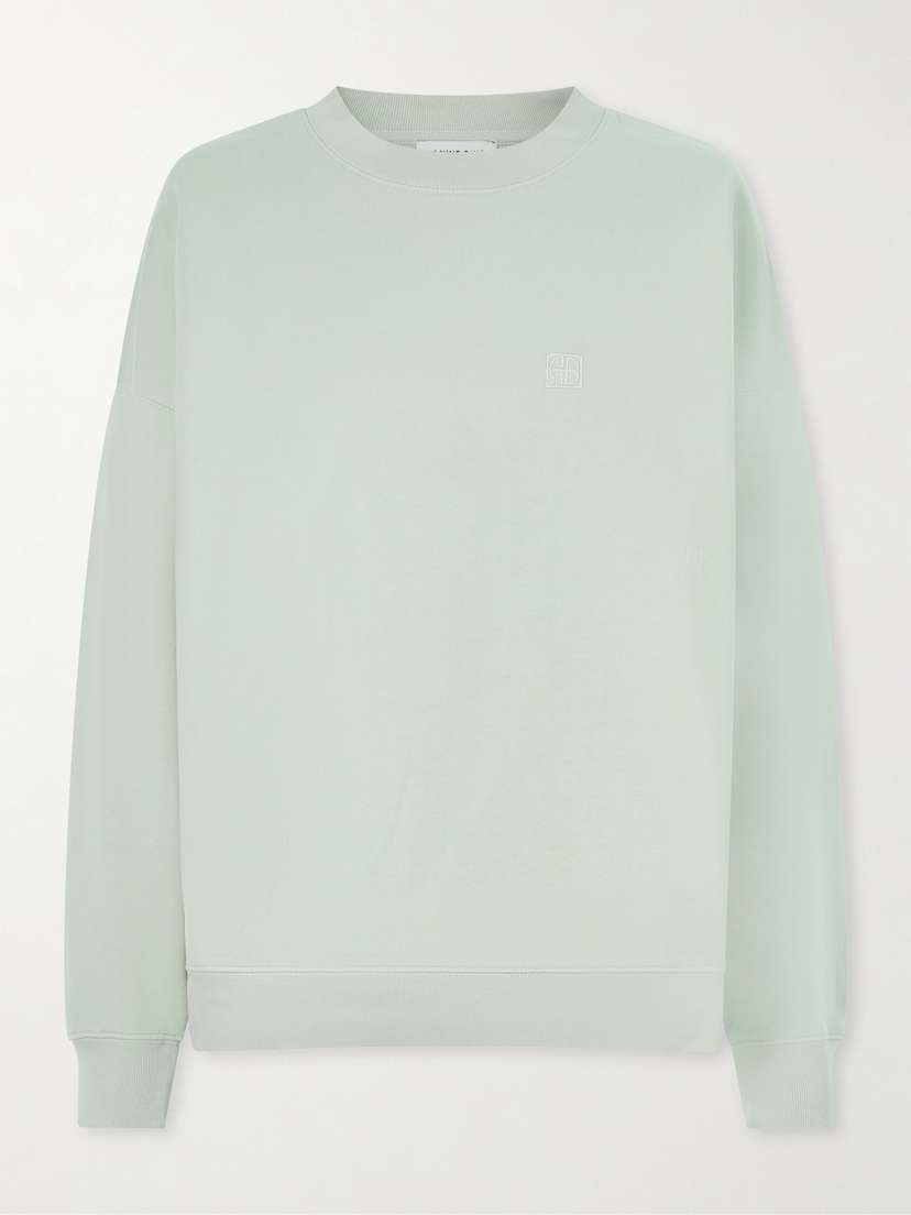 Anine Bing Miles Logo-embroidered Cotton-jersey Sweatshirt | Thumbnail 6