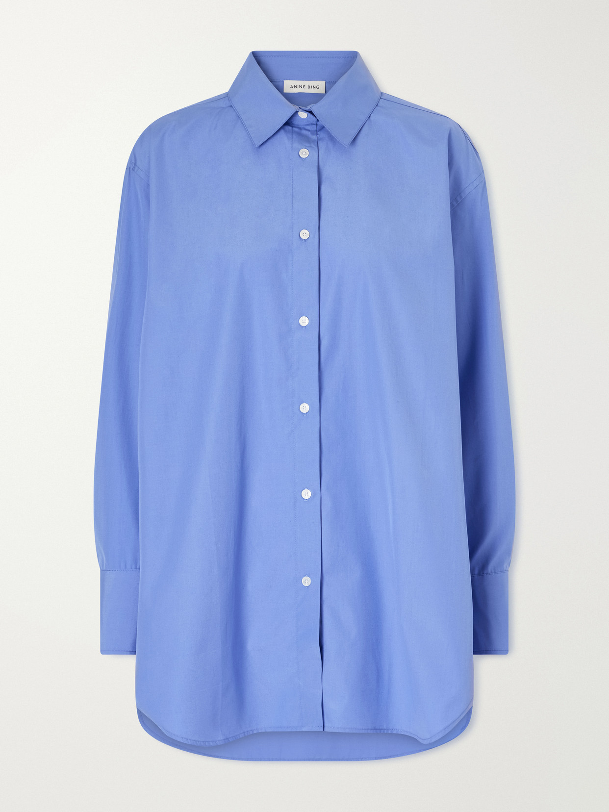 Anine Bing Plaza Cotton-poplin Shirt In Blue
