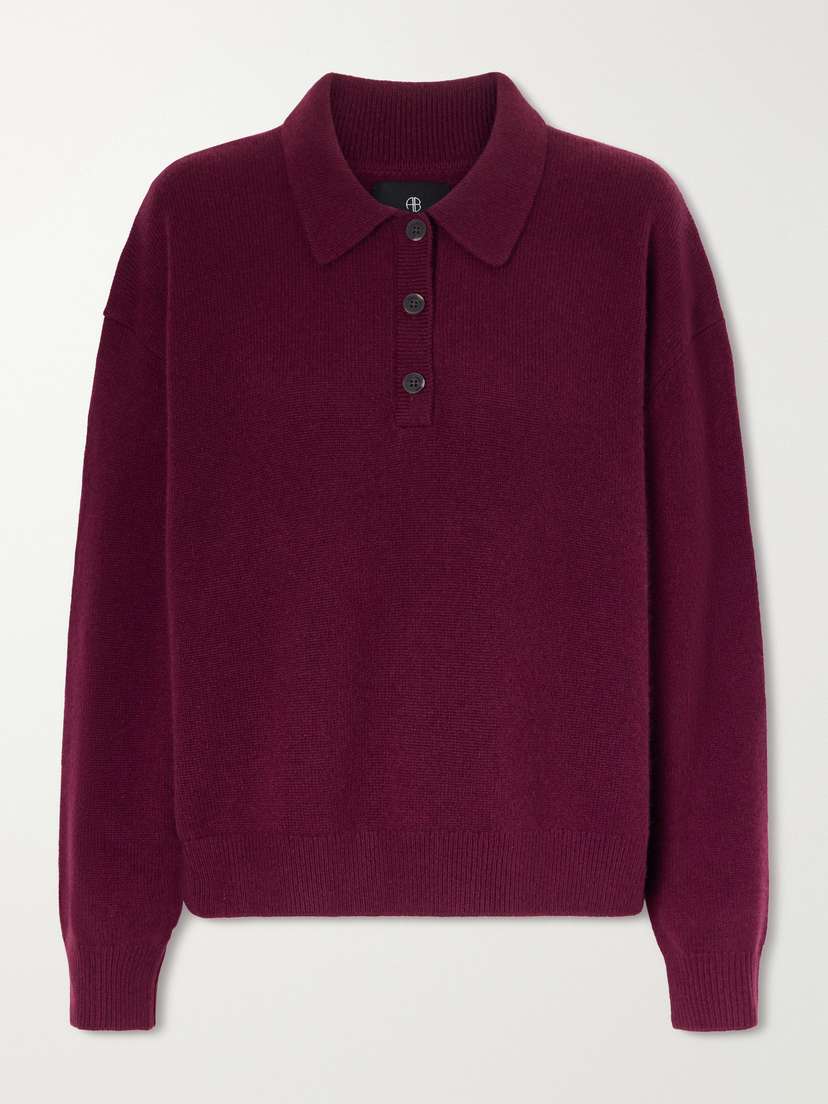 Anine Bing Cashmere Polo Sweater