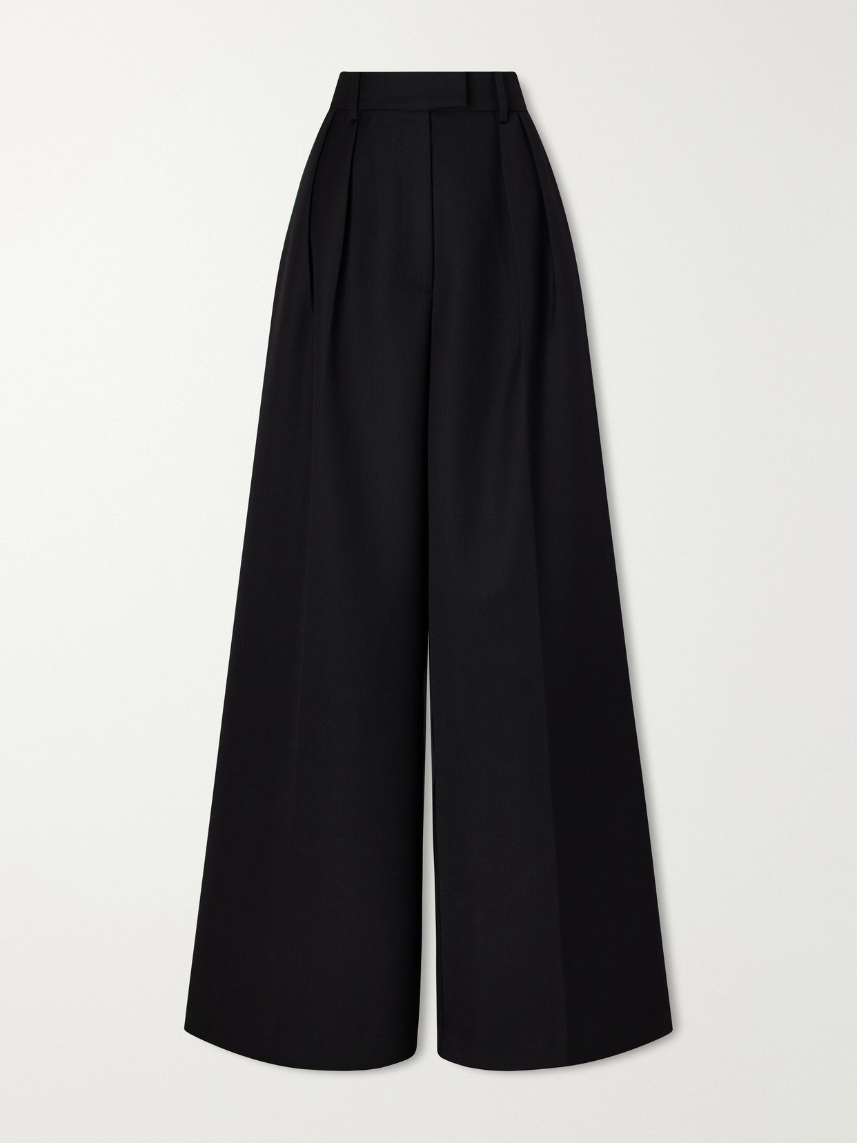 Anine Bing Lou Pleated Woven Wide-leg Pants In Black