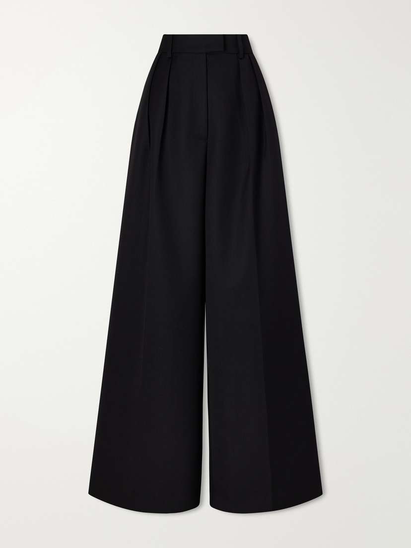 Anine Bing Lou Pleated Woven Wide-leg Pants