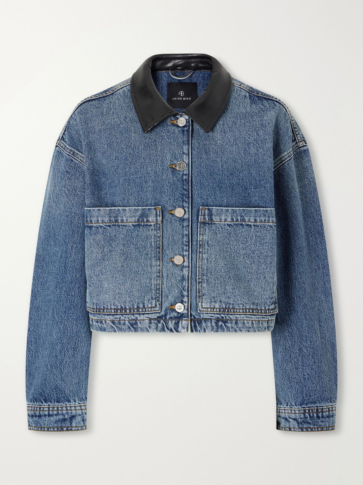 Yuma cropped textured-trimmed denim jacket