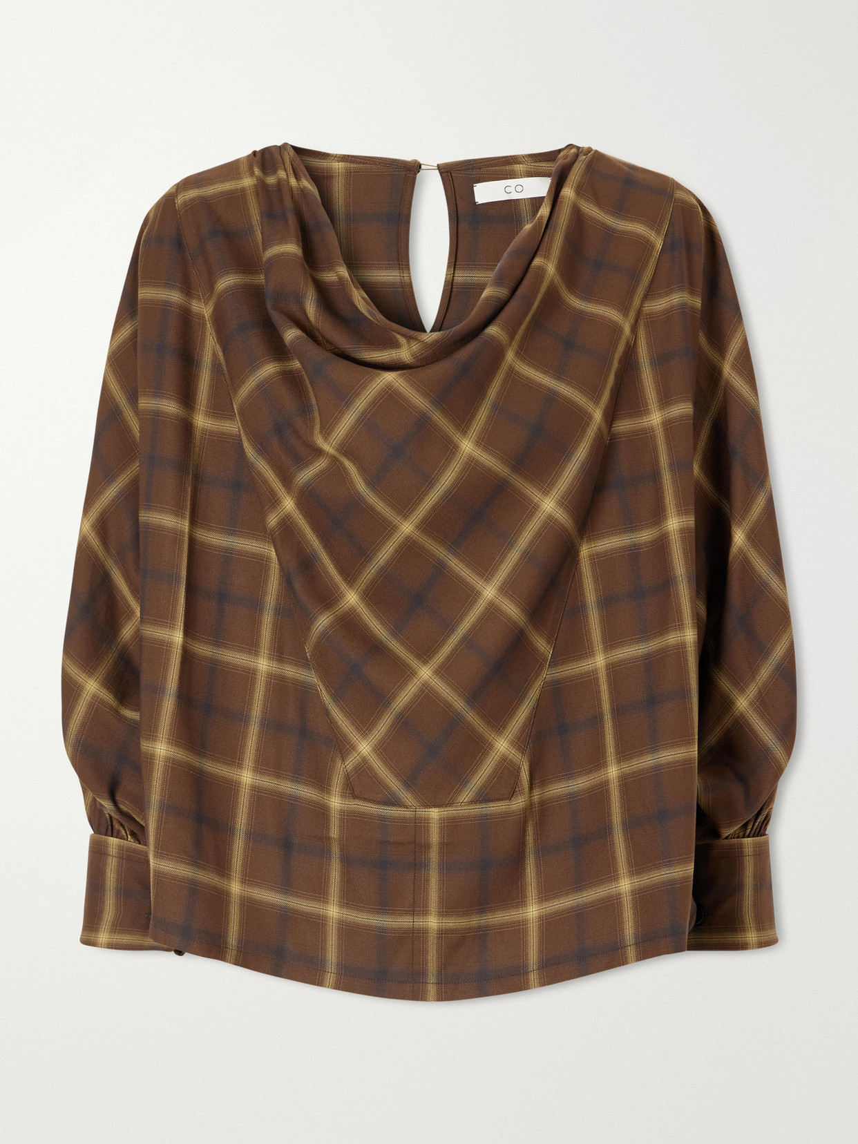 Draped Checked Crepe Shirt