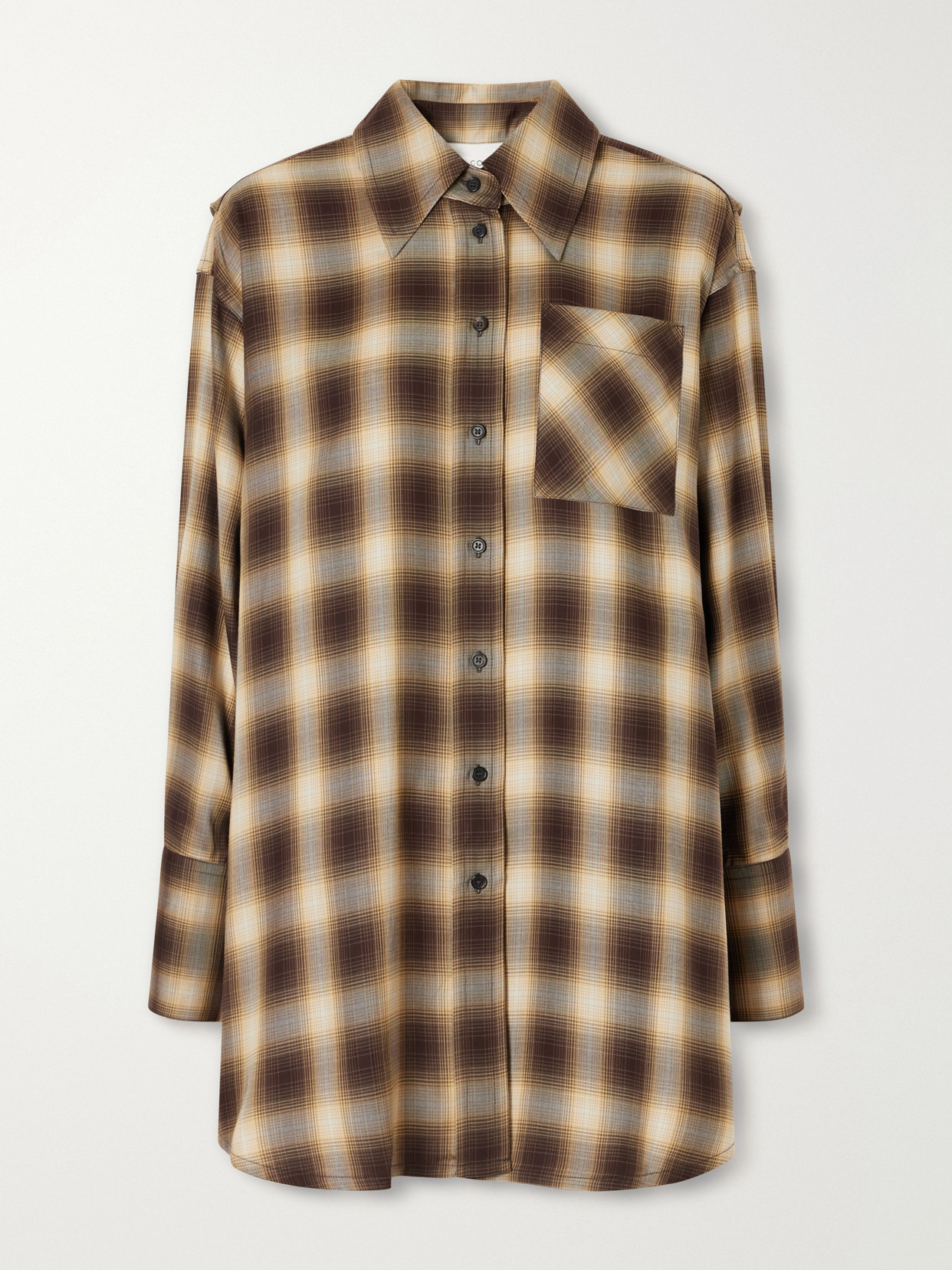 Co Checked Lyocell Shirt In Black