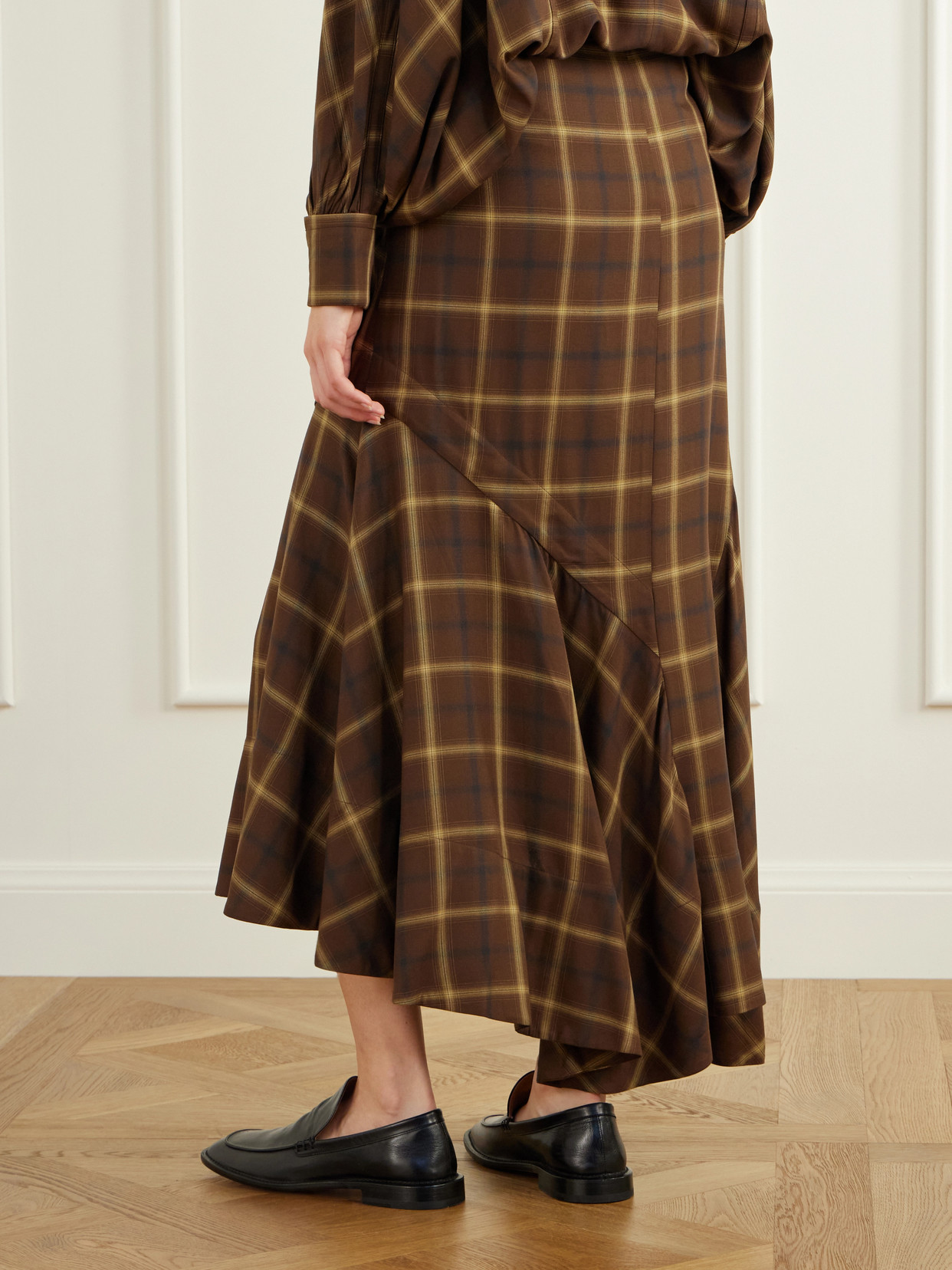 Slash Checked Crepe Midi