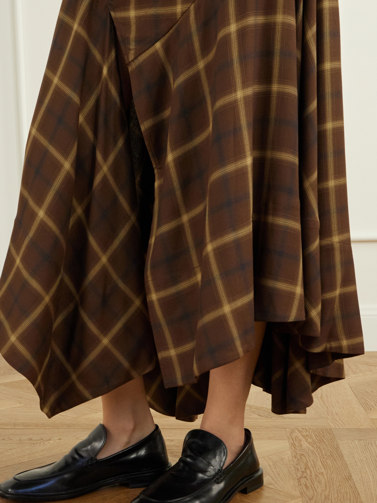 Slash Checked Crepe Midi