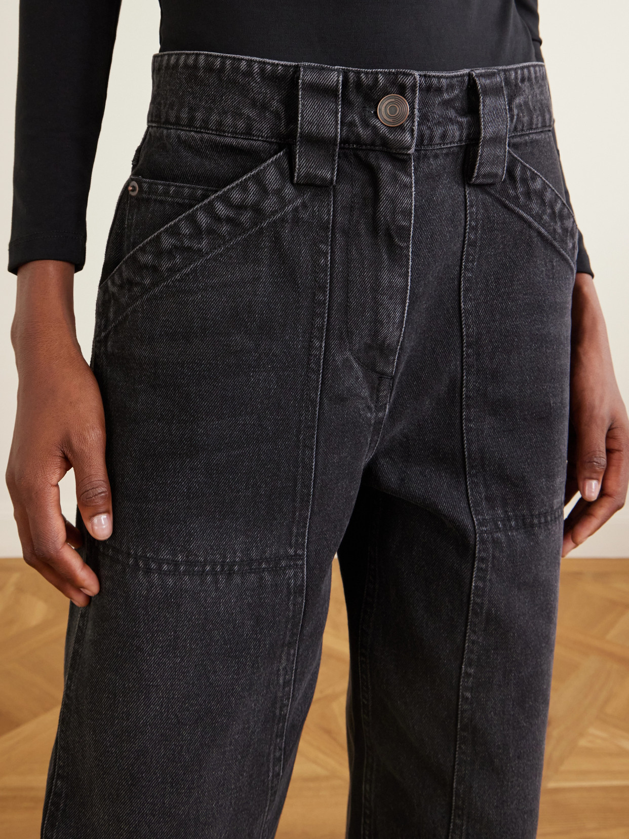Paneled High-Rise Wide- Leg