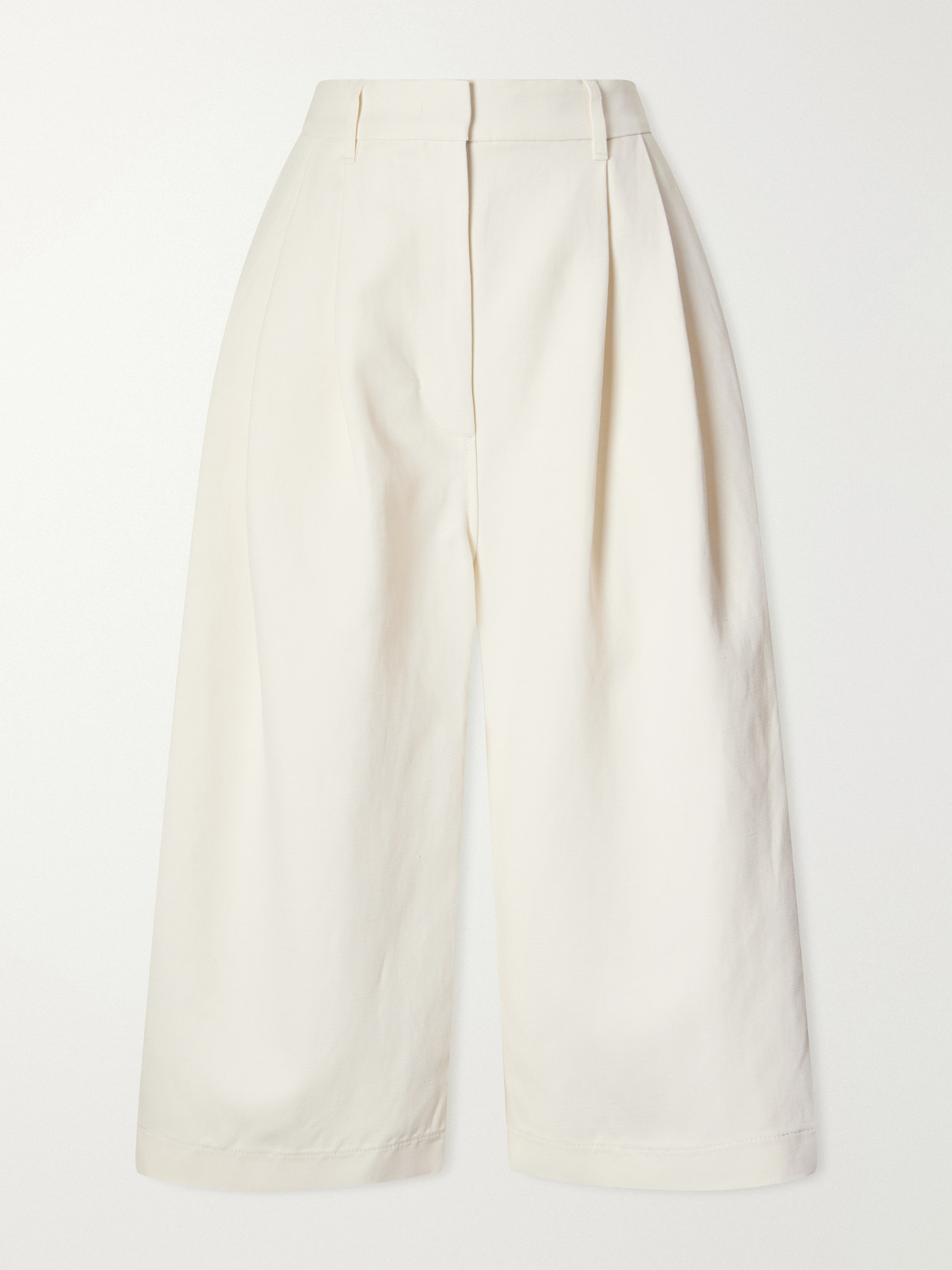 Co Pleated Woven Wide-leg Pants In Neutrals