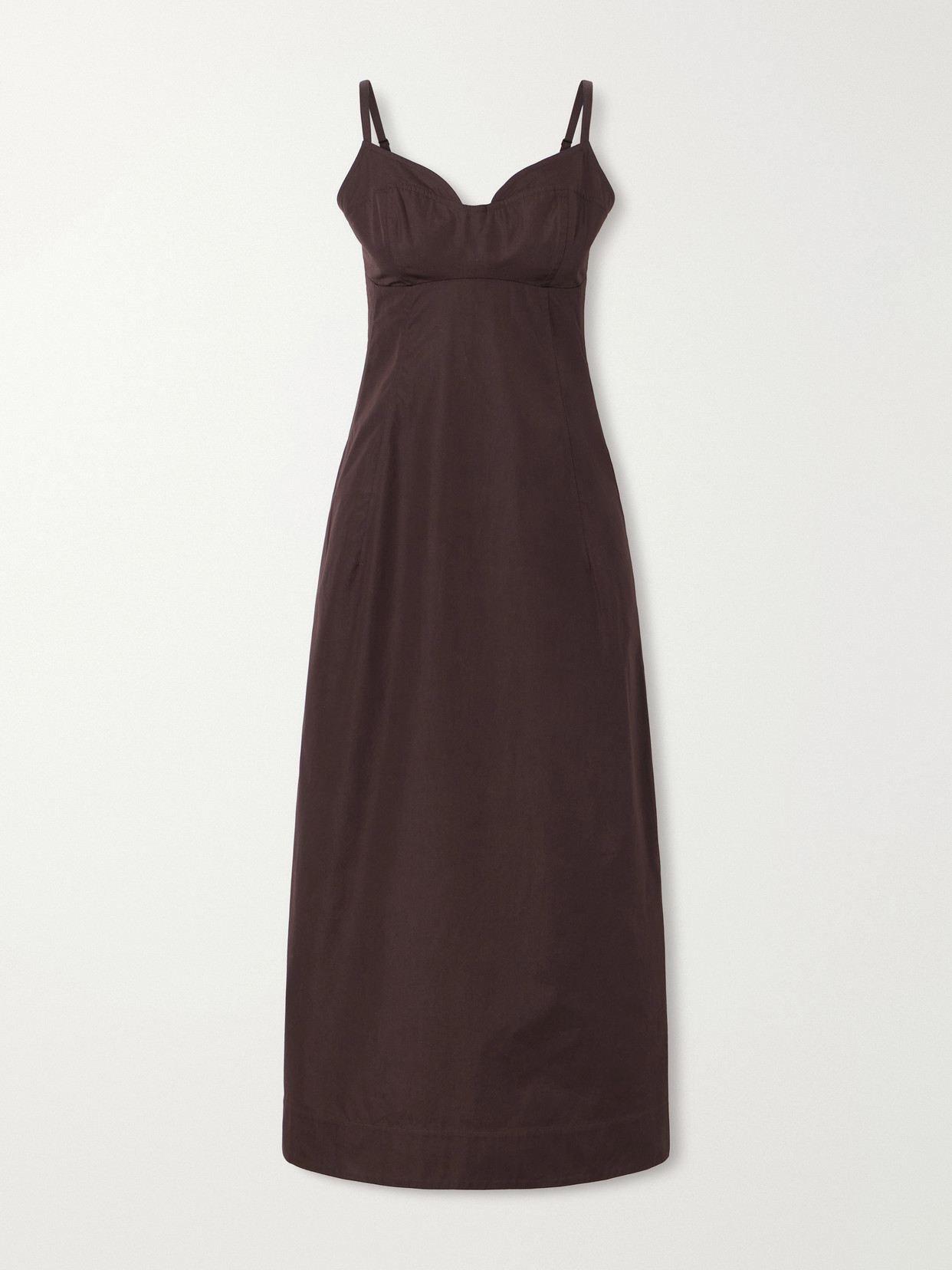 Co Bustier Cut Tton-poplin Midi Dress In Brown