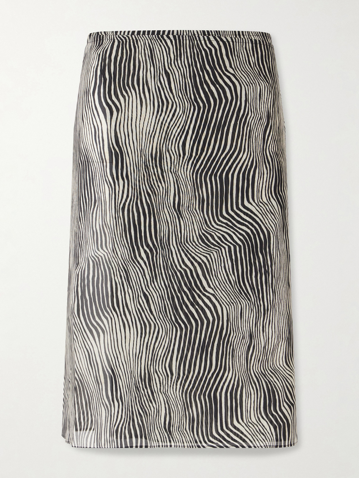 ST. AGNI - Savannah Zebra-print Silk Midi Wrap Skirt - Brown