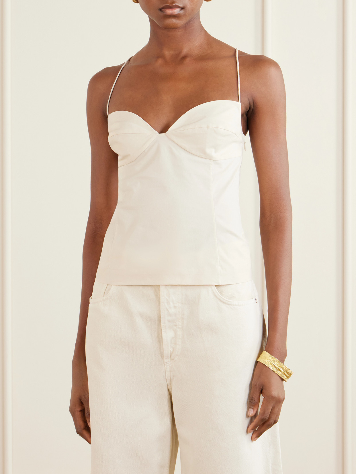 Studio Stretch Cotton-Blend Poplin Camisole