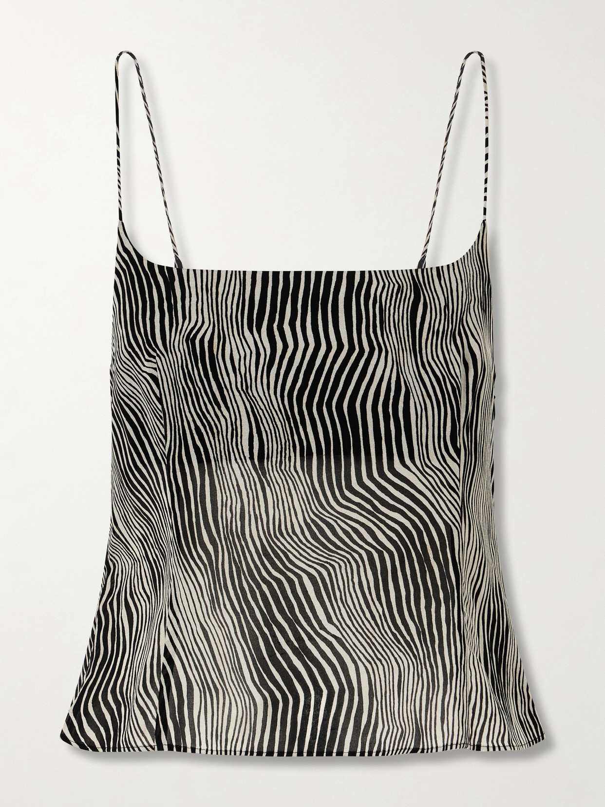 St Agni Savannah Zebra-print Silk-blend Cami In Brown