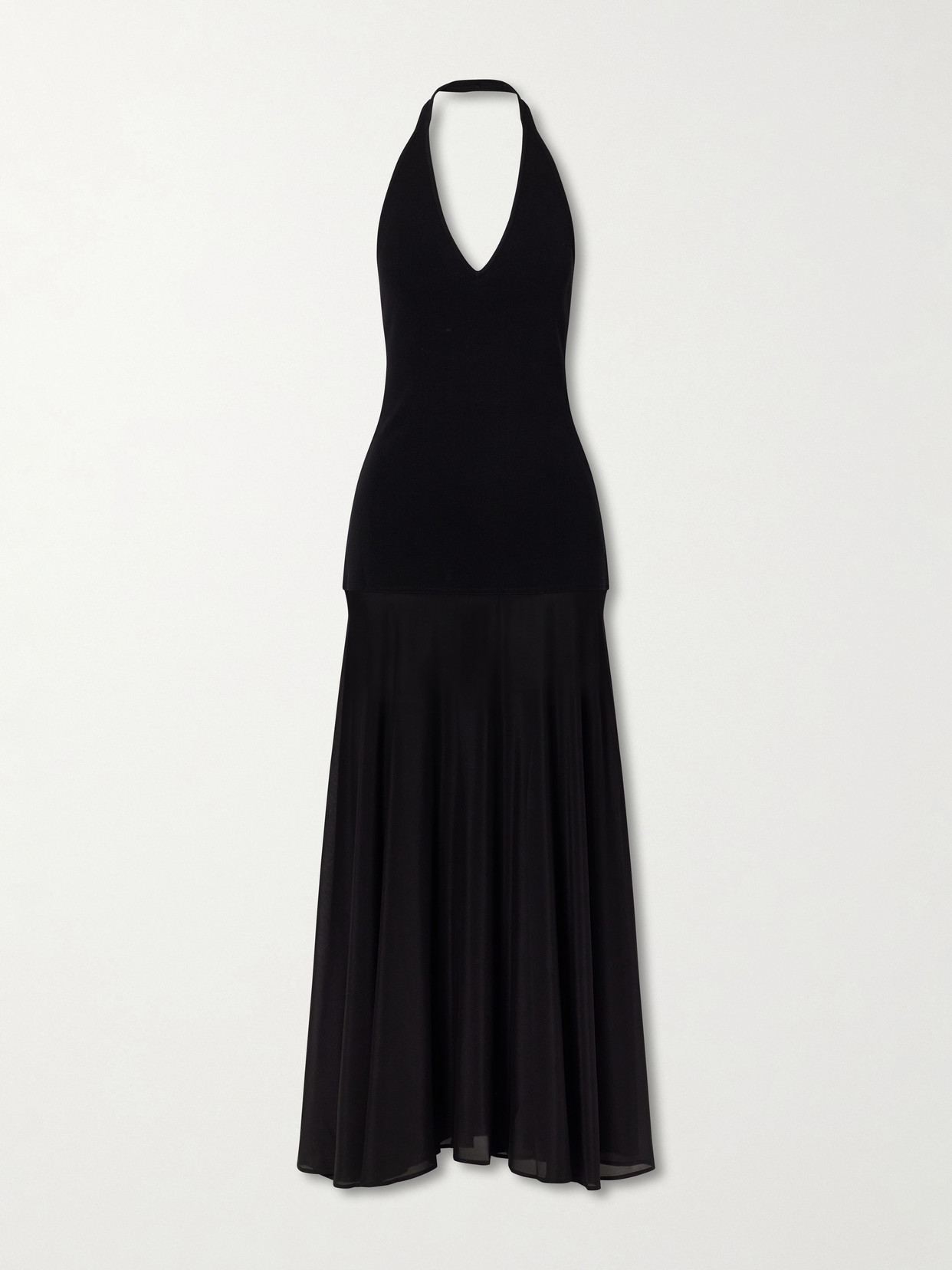St Agni Circle Mesh And Crepe Maxi Dress In Black