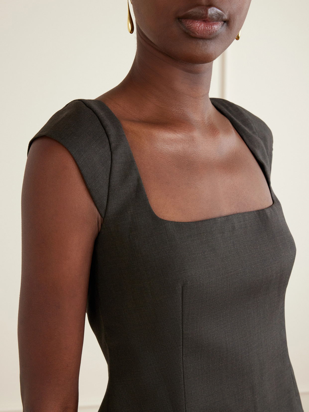 Open-Back Wool-Blend Blouse